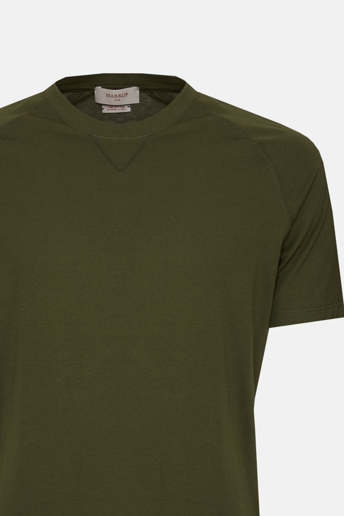 T-Shirt Girocollo in Cotone con Manica Raglan e Dettaglio Triangolo - De Matteo Uomo