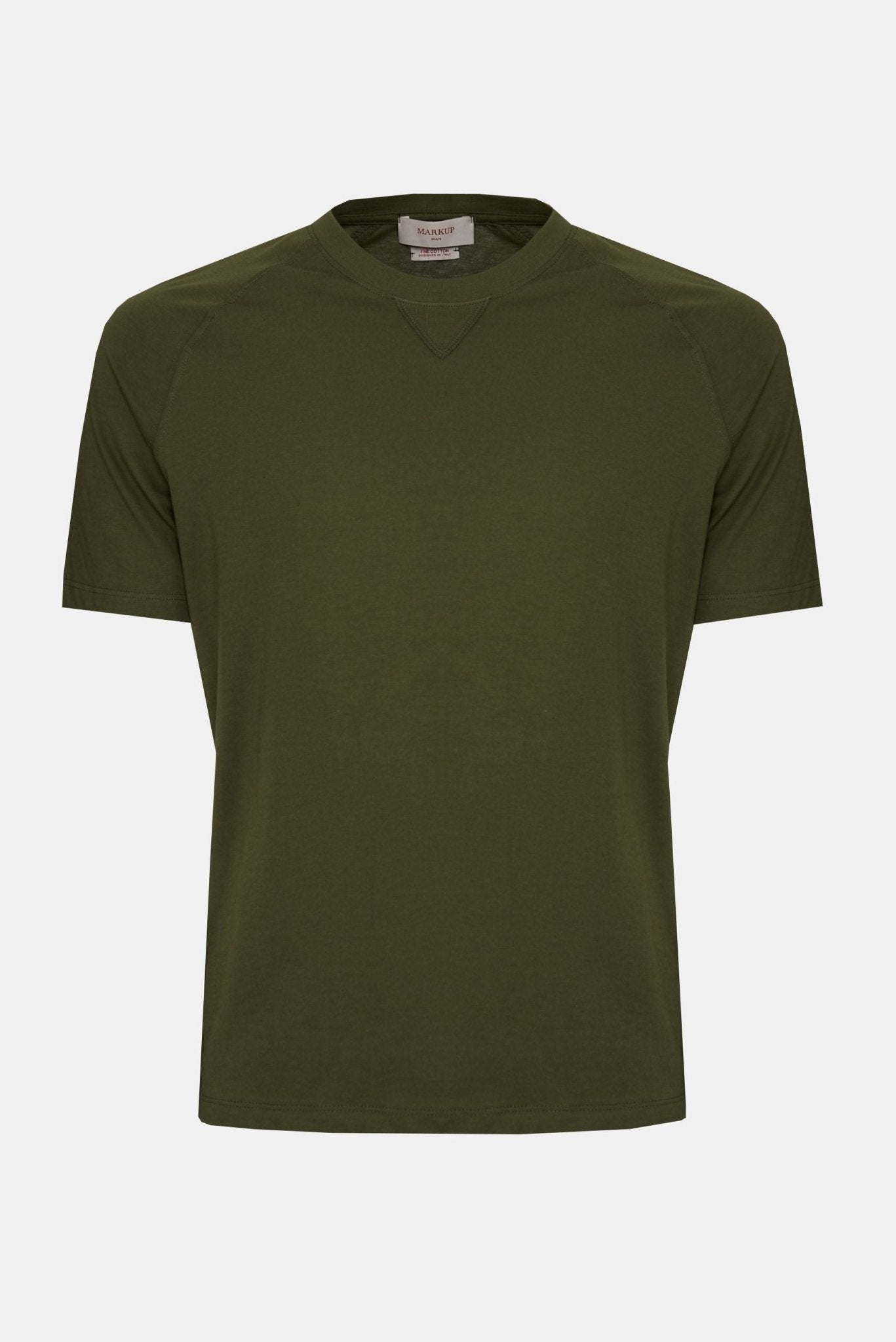 T-Shirt Girocollo in Cotone con Manica Raglan e Dettaglio Triangolo - De Matteo Uomo