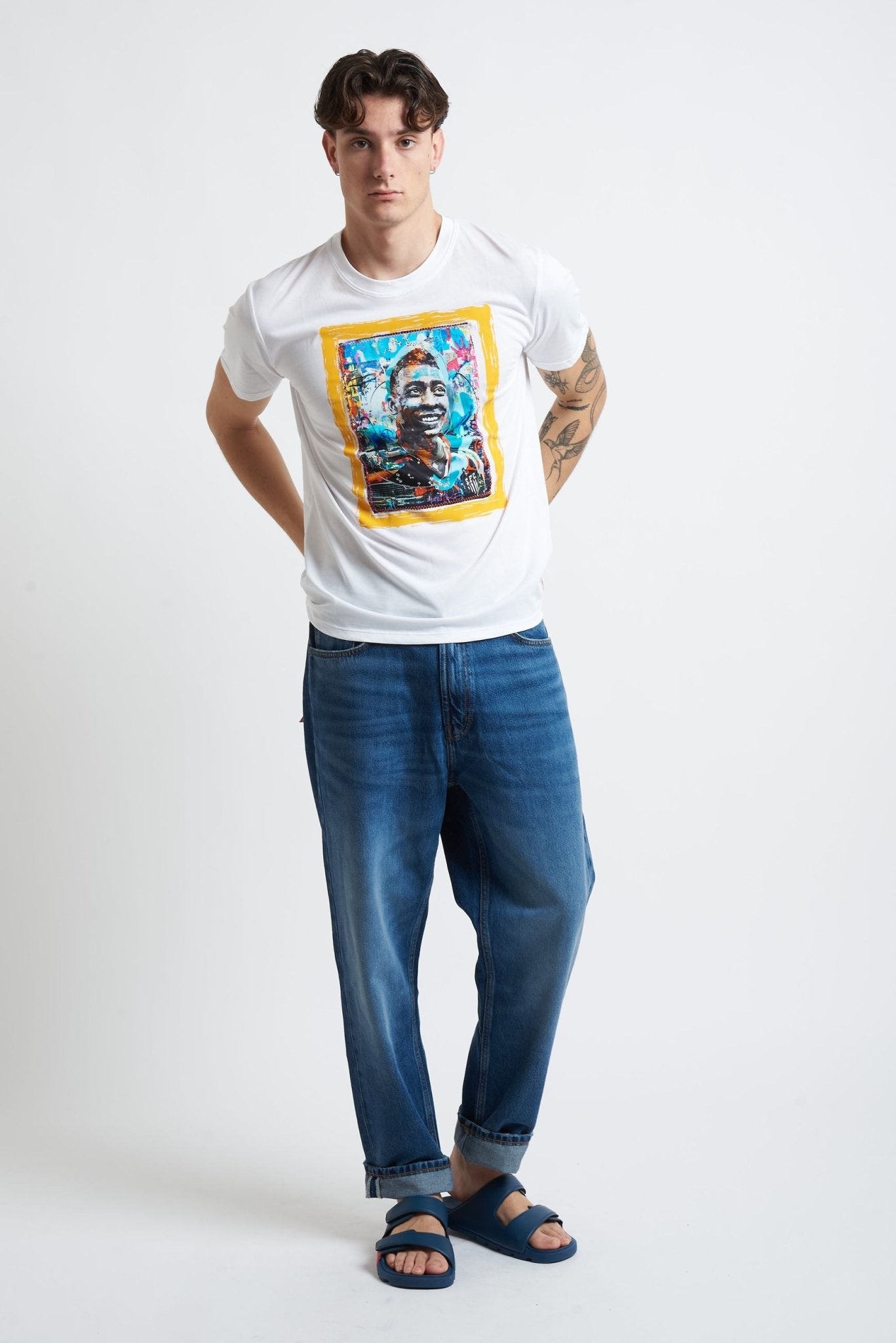 T-shirt in Cotone con Stampa Frontale - De Matteo Uomo