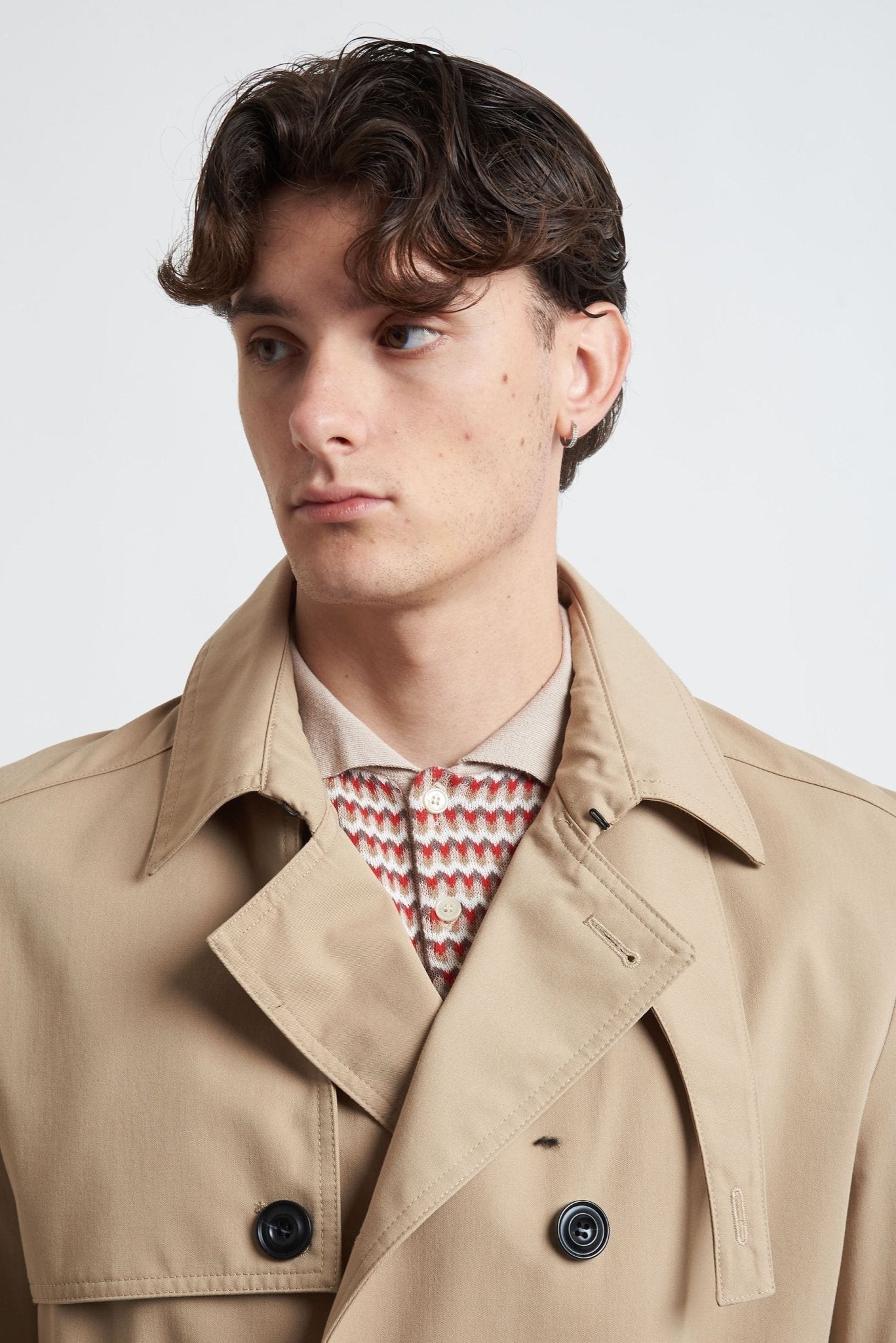 Trench Doppiopetto con Cintura in Vita e Collo Camicia - De Matteo Uomo
