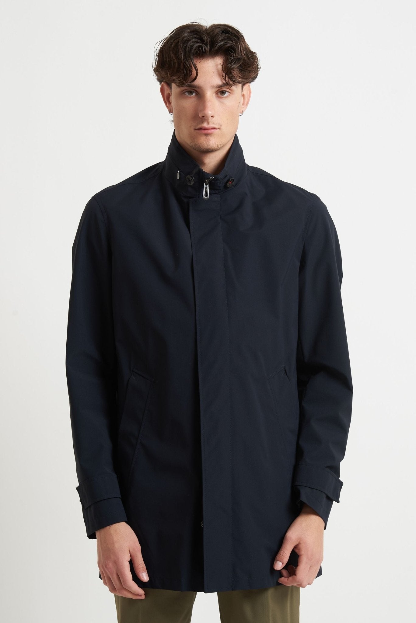 Trench Impermeabile con Zip e Bottoni e Tasche con Chiusura a Cerniera 39031 - De Matteo Uomo