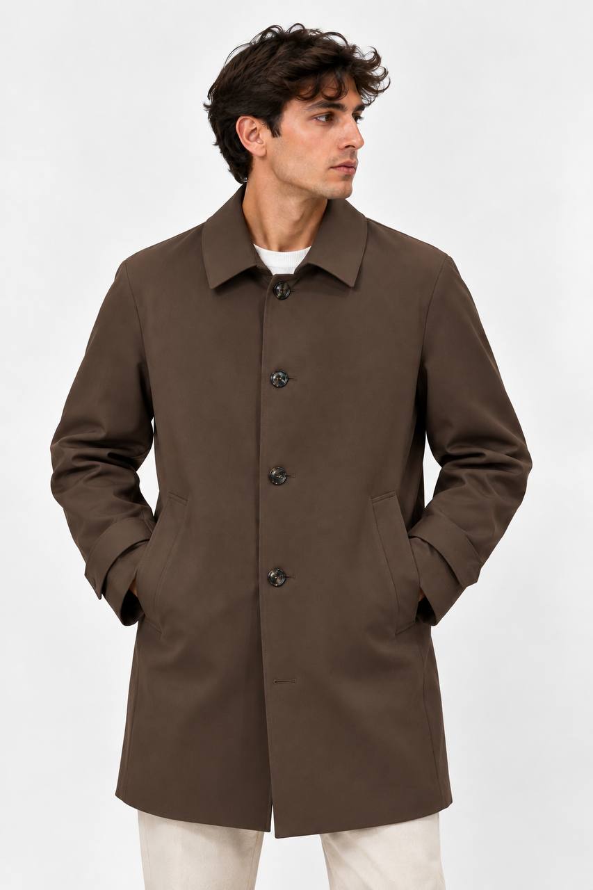 Trench Uomo con Collo Camicia e Spacco Singolo - De Matteo Uomo