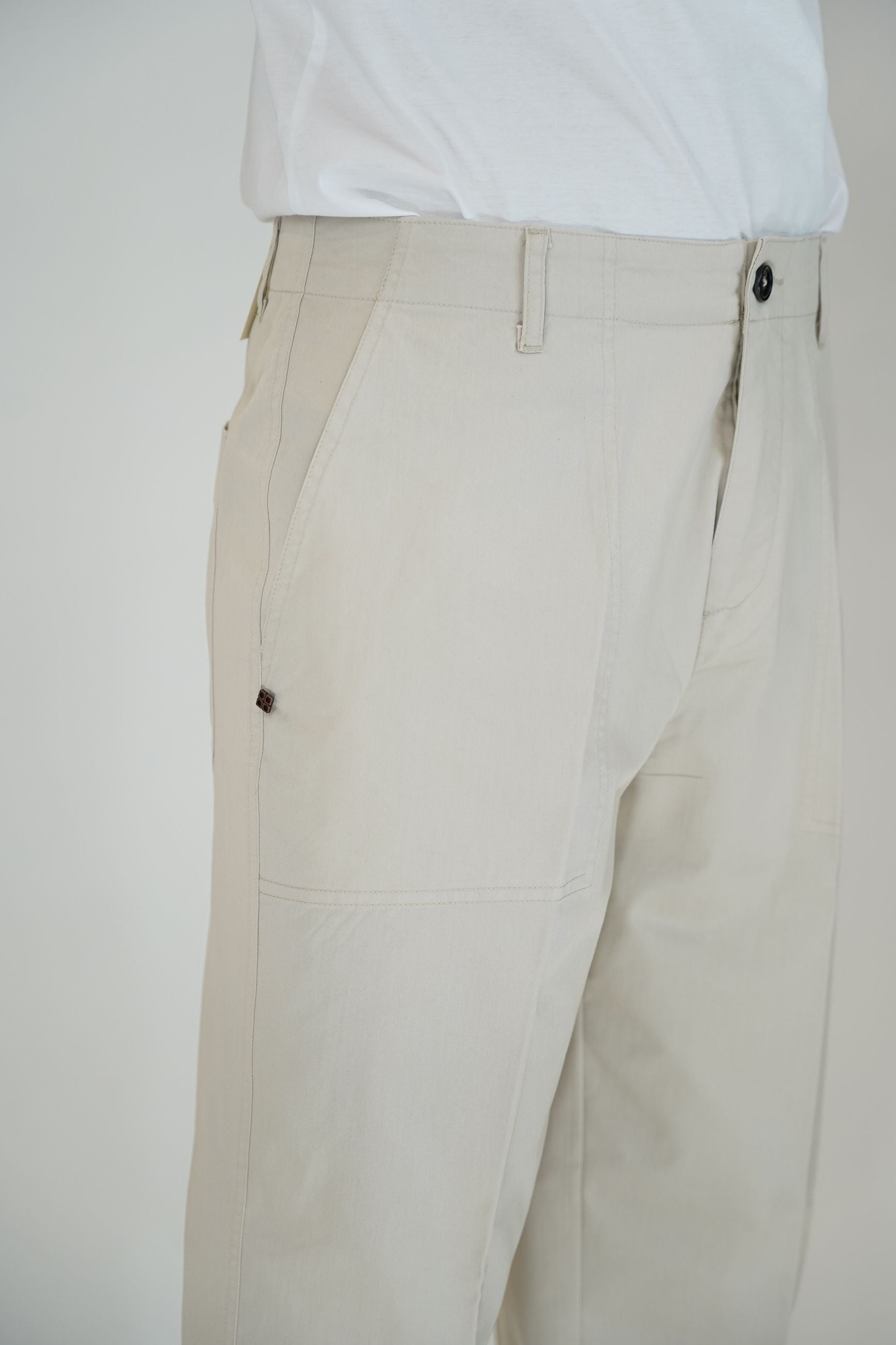 Pantalone Baggy in Cotone con Tasche America e Tasche Posteriori a Bottone