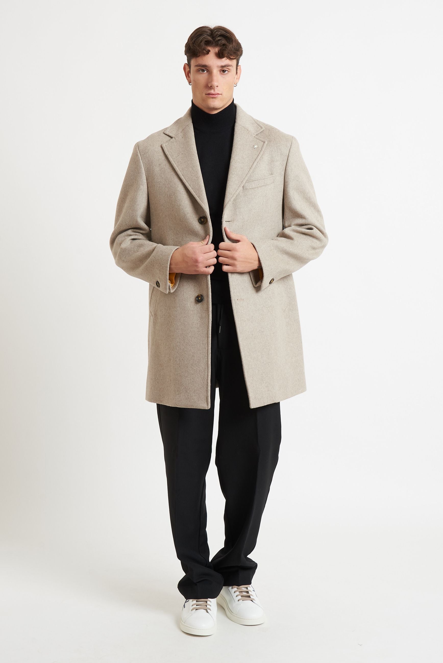 manuel ritz Cappotto Uomo Monopetto Fit in Panno Misto Lana C4448