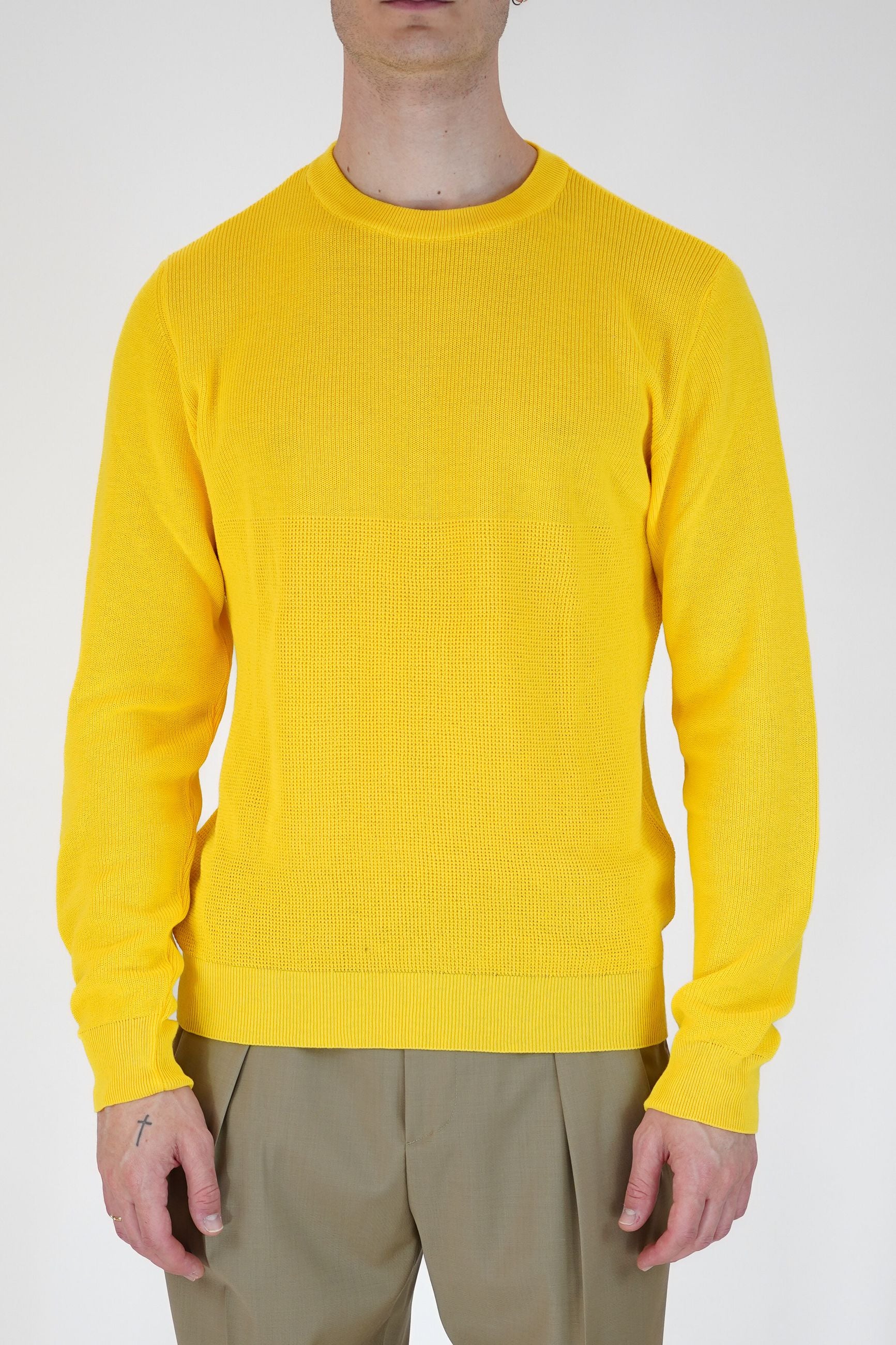 Maglia Girocollo in Cotone Gialla Manuel Ritz