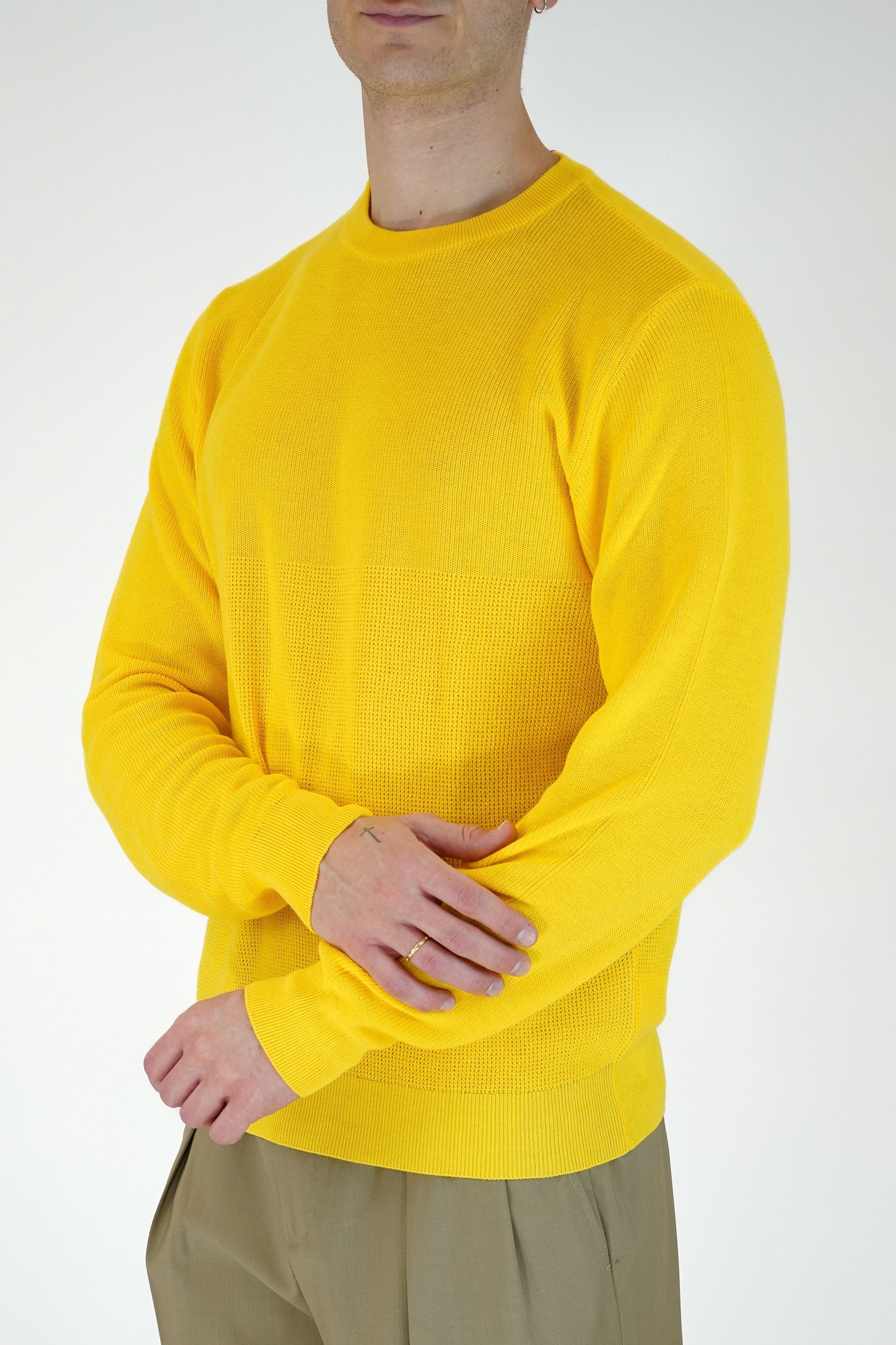 Maglia Girocollo in Cotone Gialla Manuel Ritz