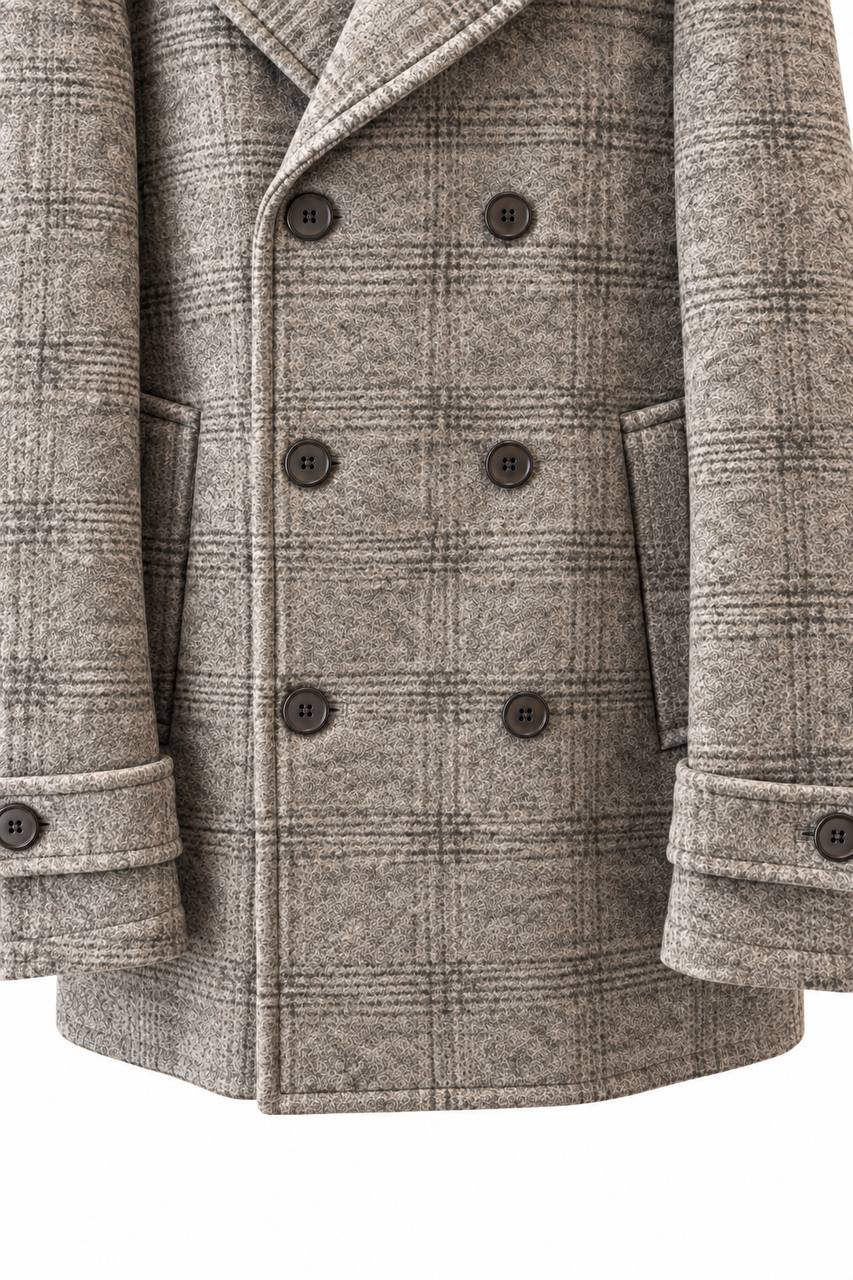 Pea Coat Uomo Doppiopetto con Pettorina e Cappuccio Removibile