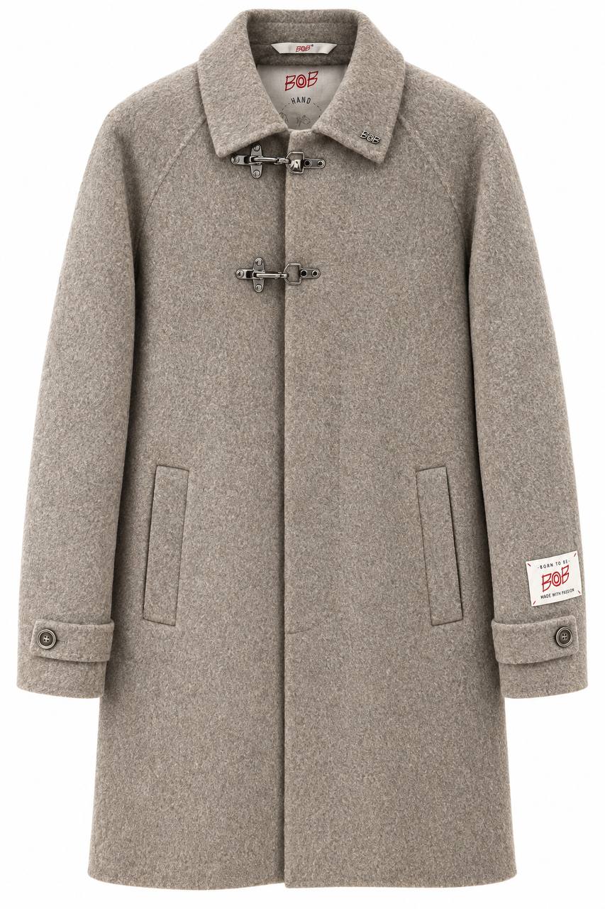 Cappottino Uomo Lungo con Alamari e Manica Raglan