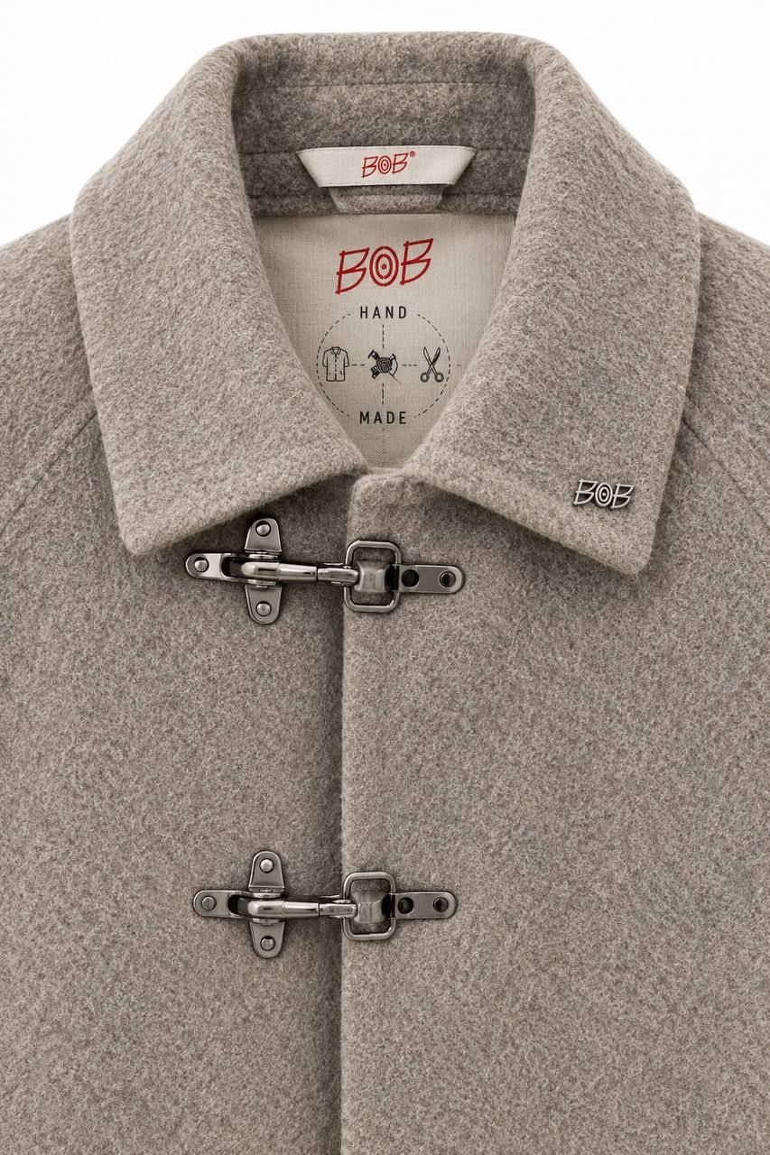 Cappottino Uomo Lungo con Alamari e Manica Raglan