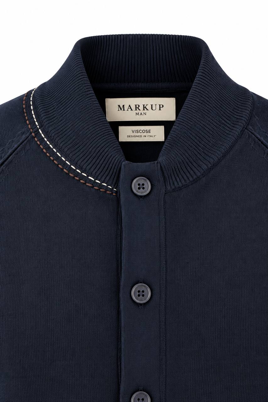 Cardigan Uomo con Bottoni e Intarsi Marroni