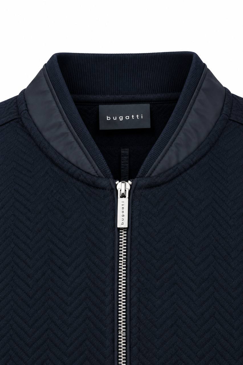 Cardigan Uomo con Effetto Spina di Pesce e Chiusura con Cerniera