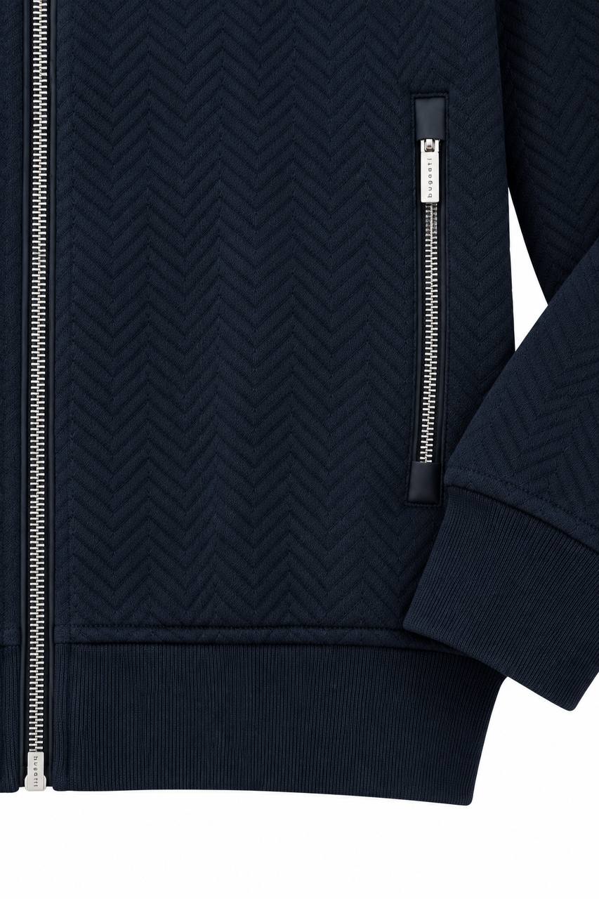 Cardigan Uomo con Effetto Spina di Pesce e Chiusura con Cerniera
