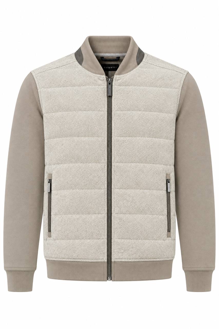 Cardigan Uomo con Microfantasia a Contrasto e Chiusura con Cerniera