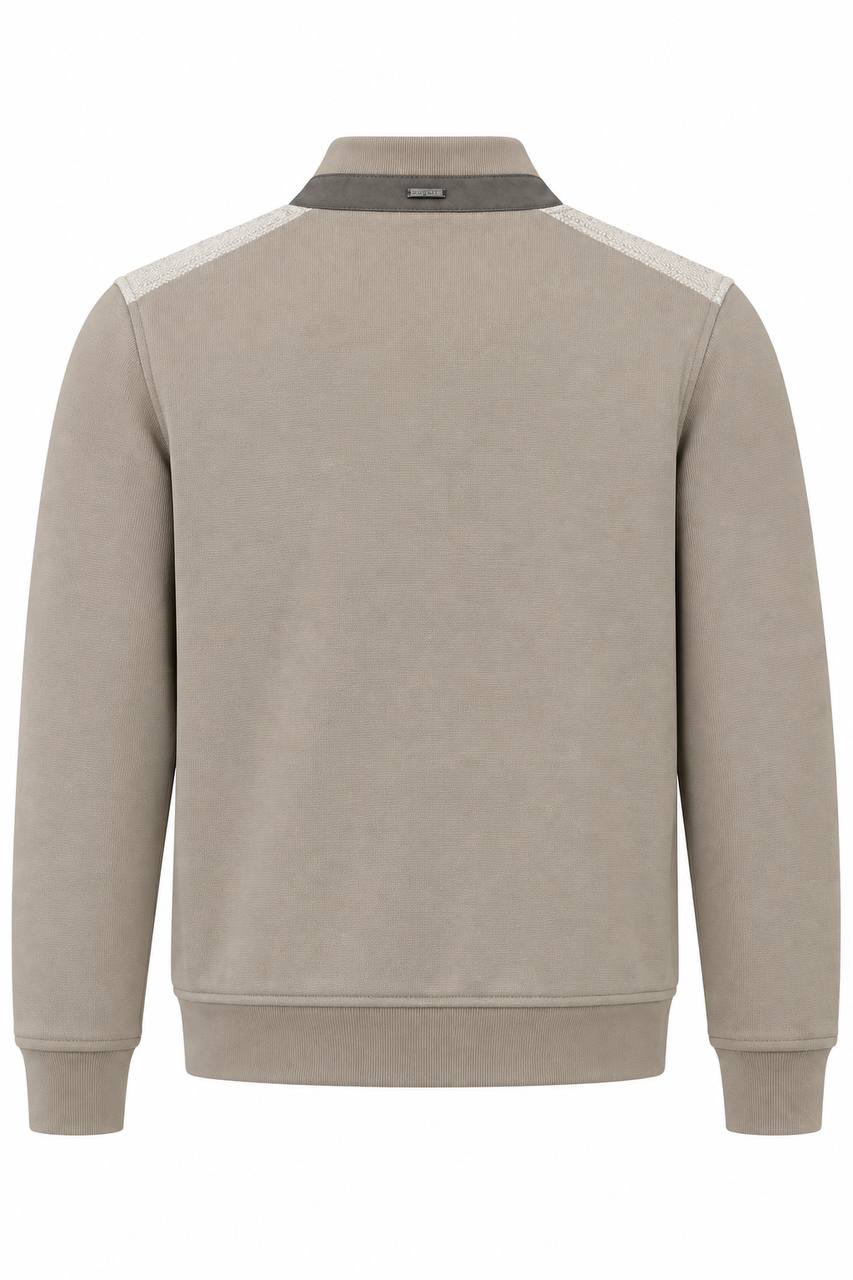 Cardigan Uomo con Microfantasia a Contrasto e Chiusura con Cerniera