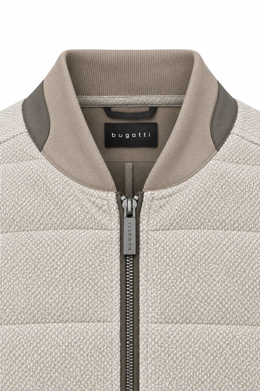 Cardigan Uomo con Microfantasia a Contrasto e Chiusura con Cerniera