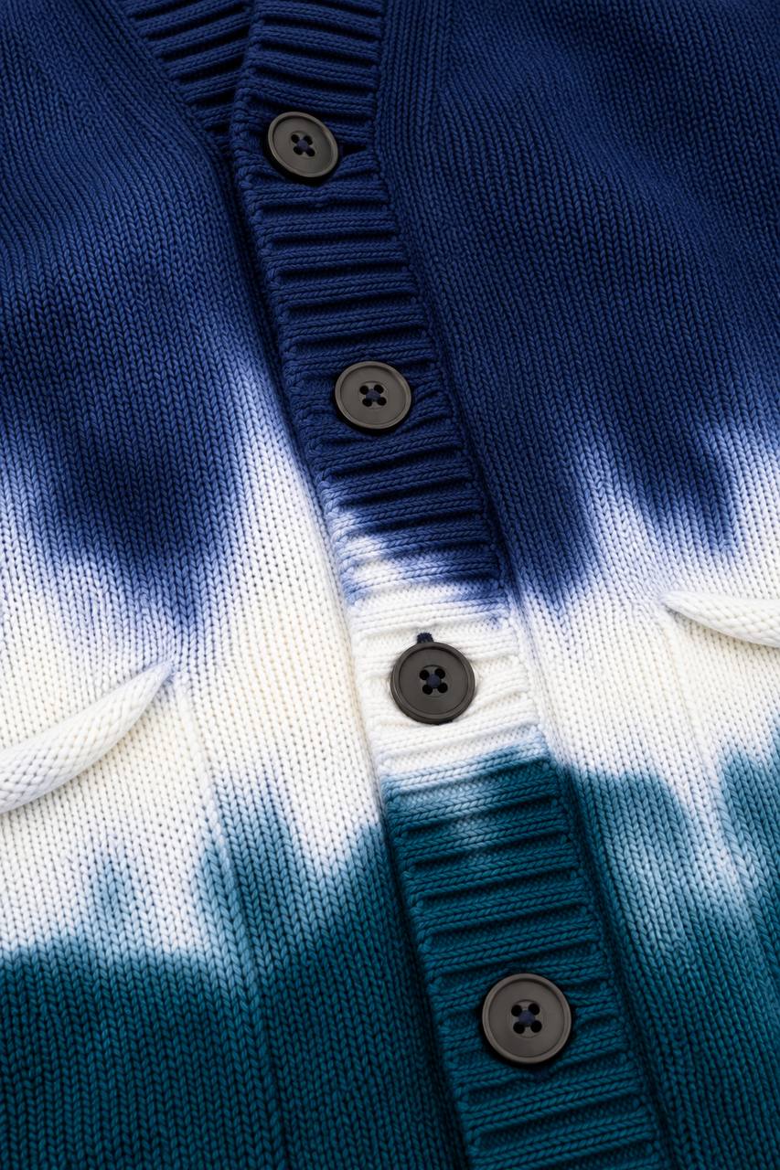 Cardigan Uomo 100% Lana con Effetto Tie Dye