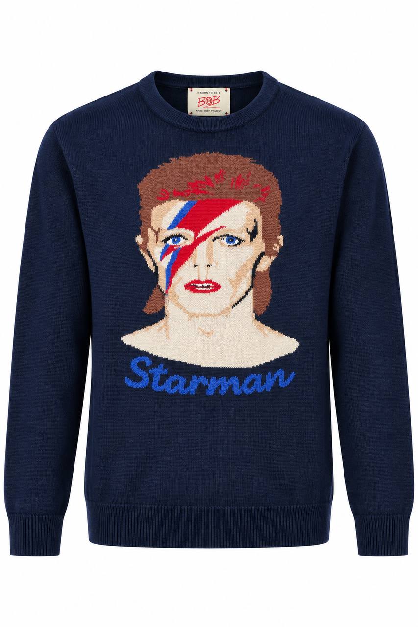 Maglia Uomo Girocollo con Stampa David Bowie