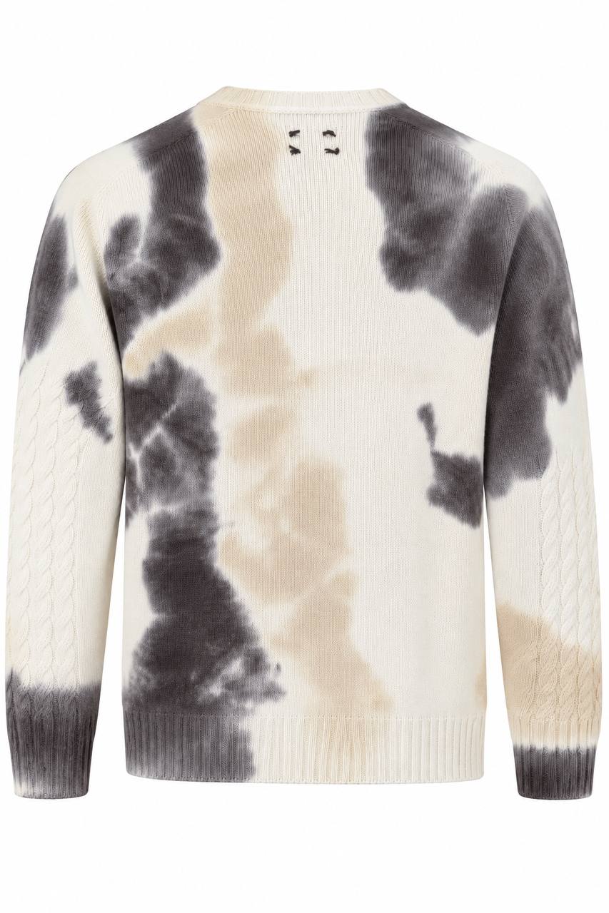 Maglia Uomo Girocollo con Trama a Intreccio ed Effetto Tie Dye