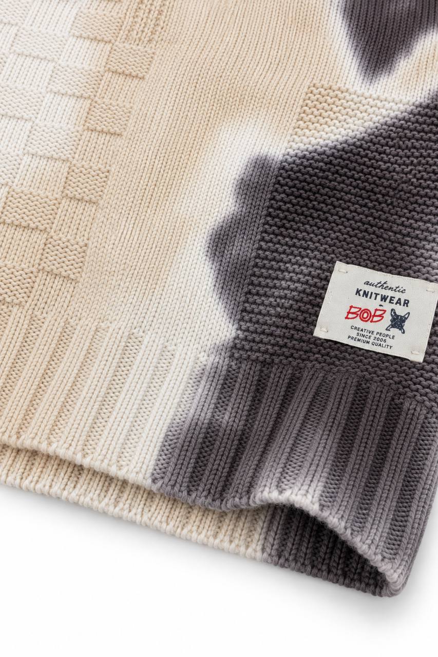 Maglia Uomo Girocollo con Trama a Intreccio ed Effetto Tie Dye
