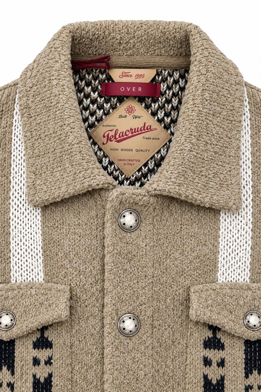 Cardigan Uomo con Bottoni e Collo Camicia