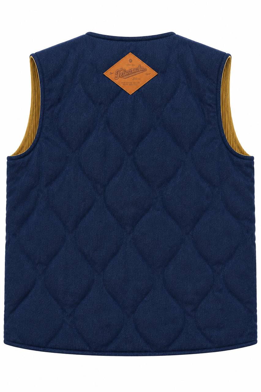 Gilet Uomo Basic Double Face a Quadri con Interno in Velluto