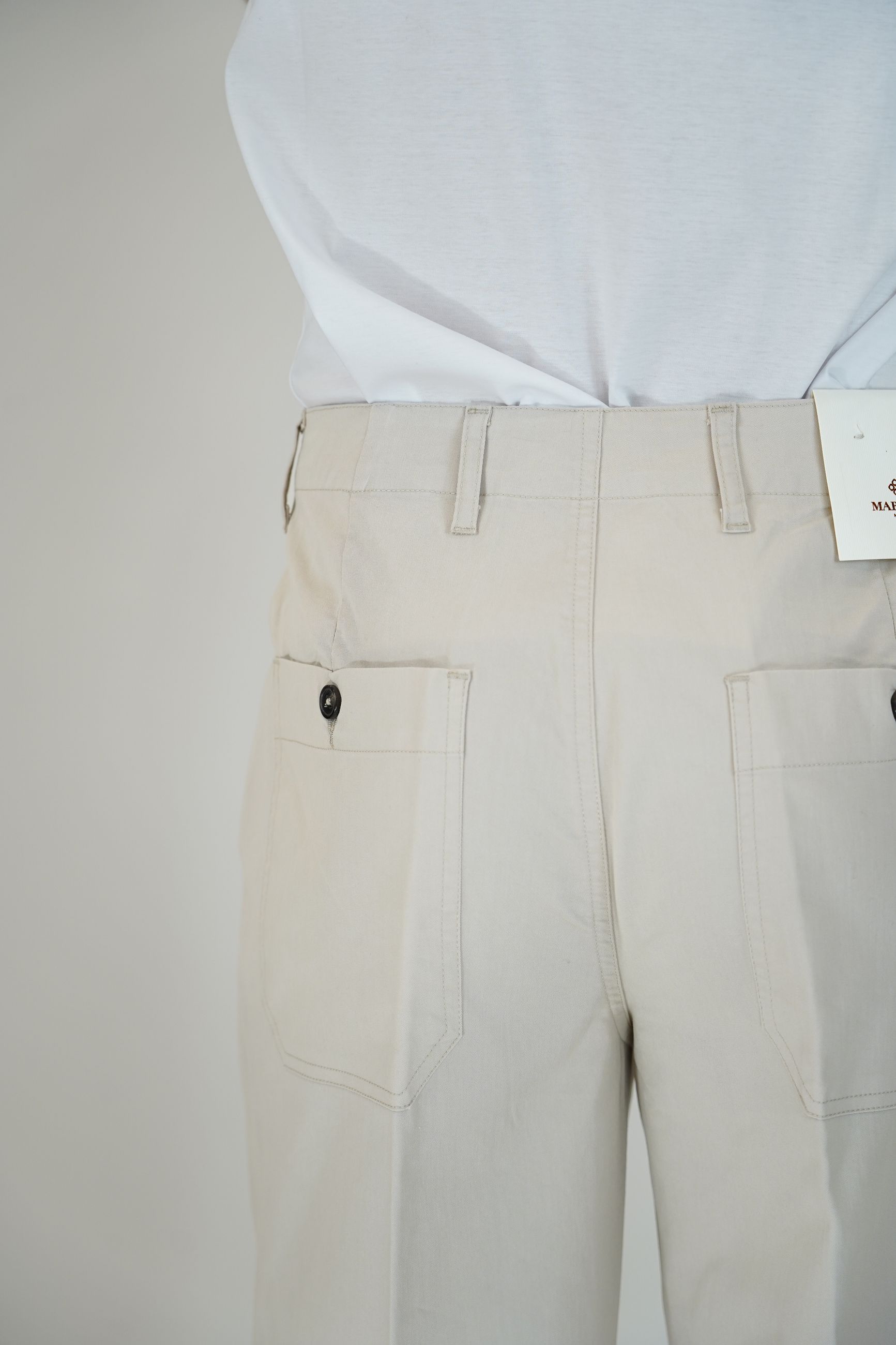 Pantalone Baggy in Cotone con Tasche America e Tasche Posteriori a Bottone