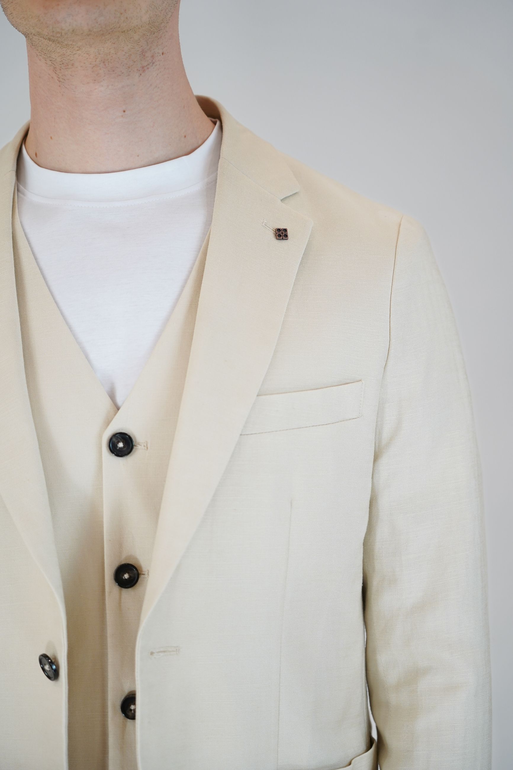 Giacca Sfoderata Monopetto in Lino e Rayon con Rever Classico
