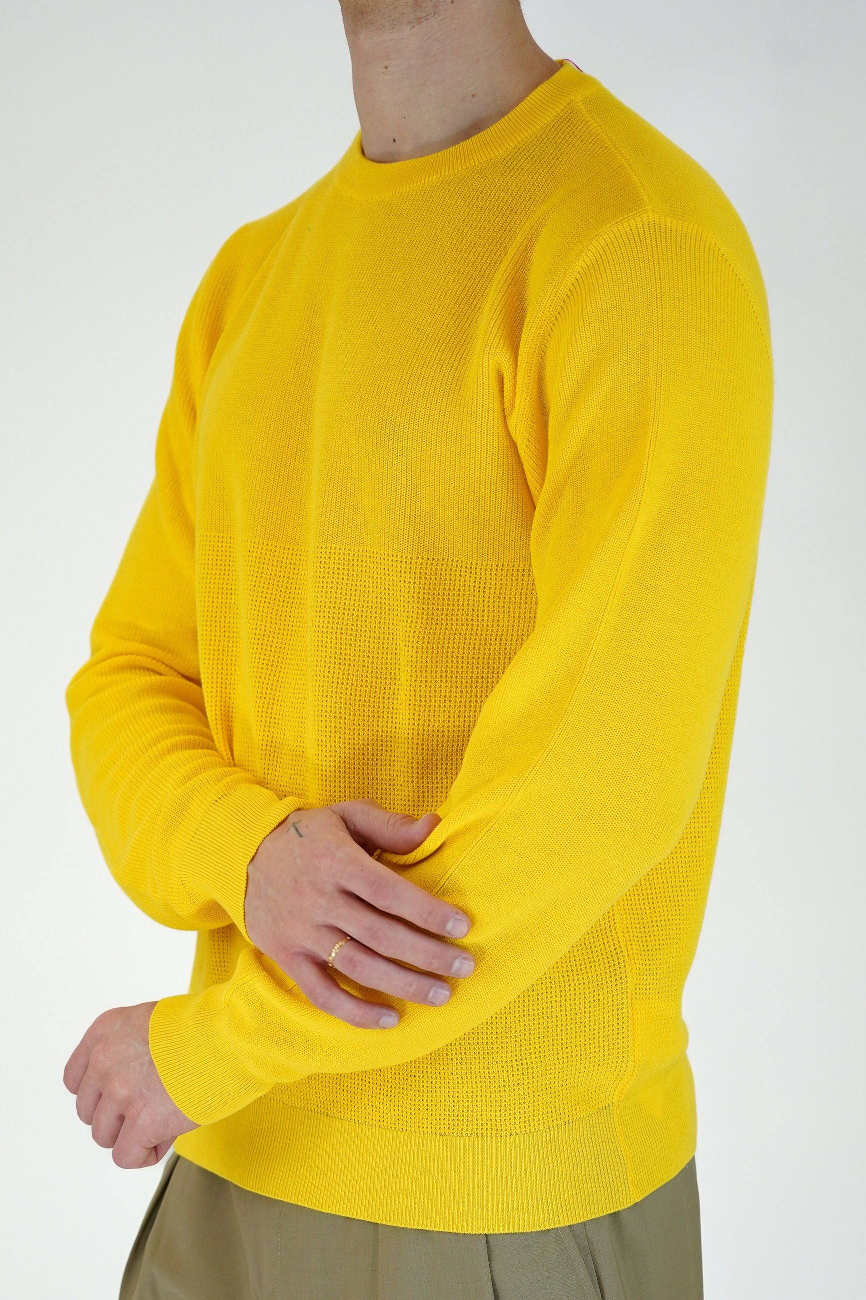 Maglia Girocollo in Cotone Gialla Manuel Ritz