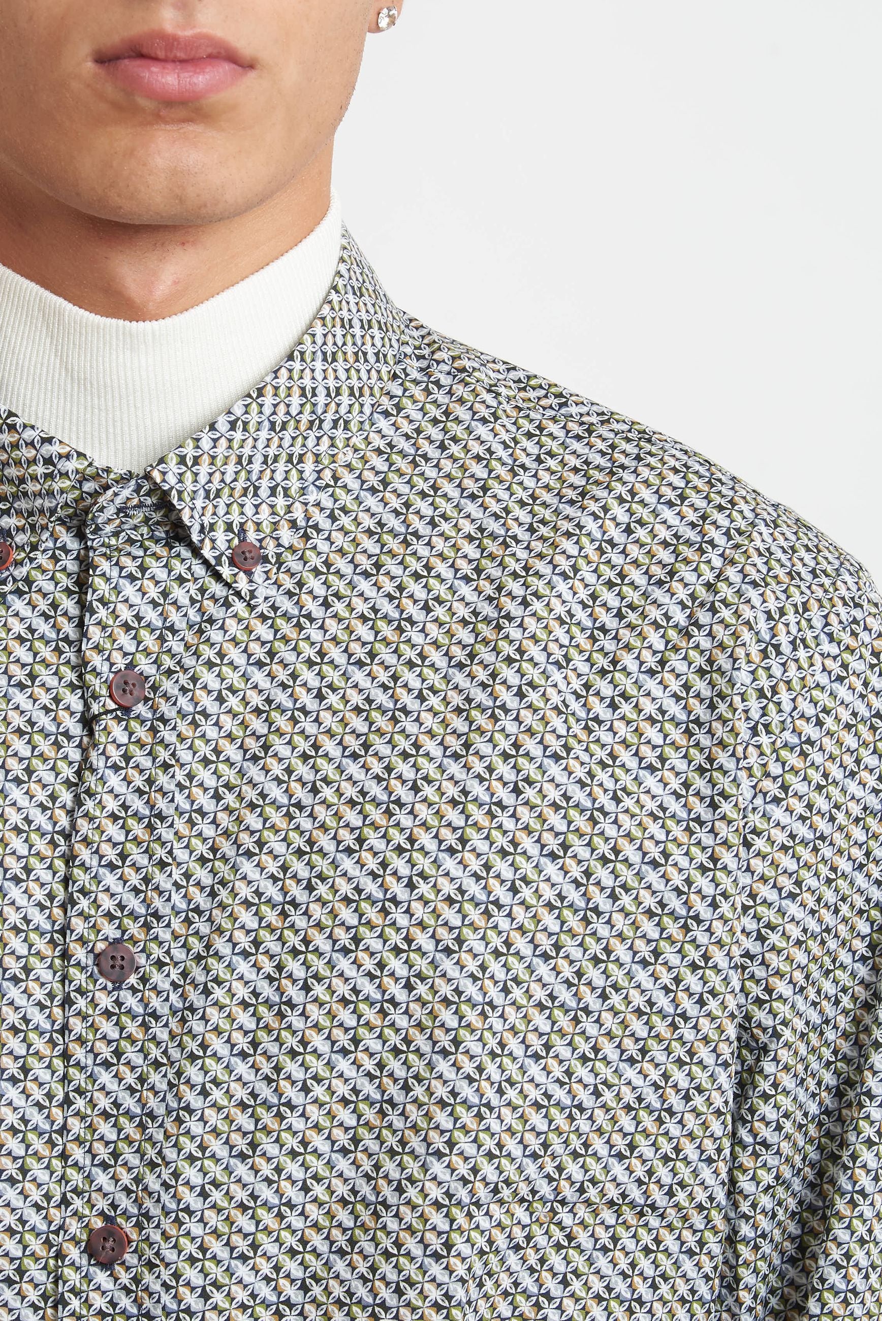bugatti Camicia Uomo a MicroFantasia con Collo ButtonDown 48908