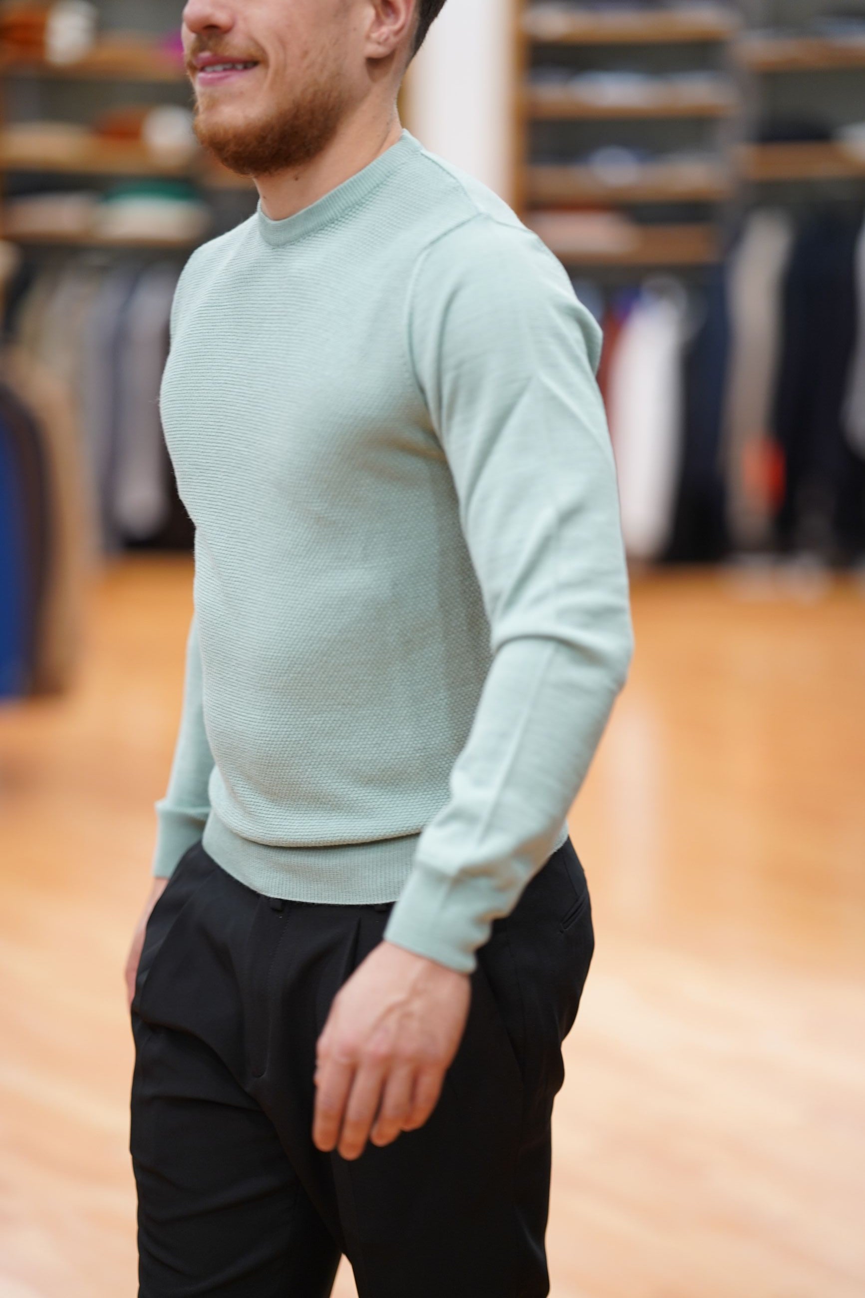 designer Maglia Girocollo Uomo in Piquet con Polsi e Fondo Elasticizzati mm211