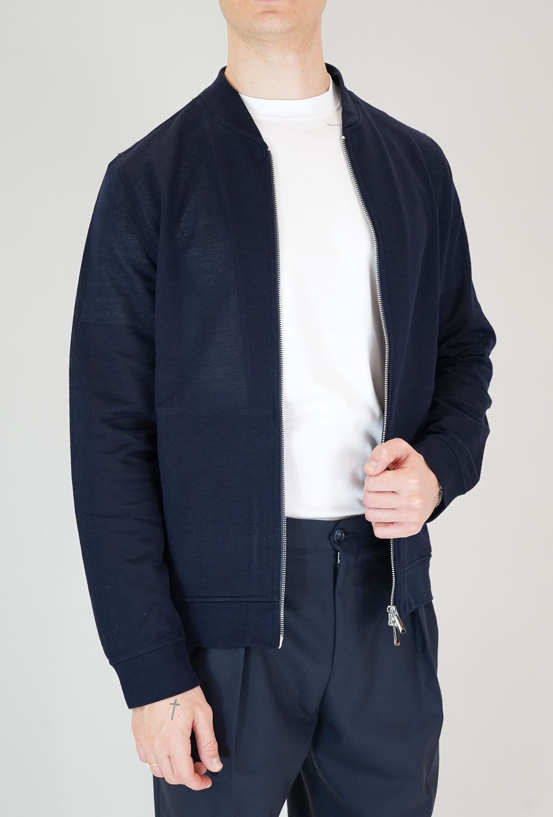 Cardigan con Chiusura a Cerniera, Tasche America e Dettagli Elasticizzati