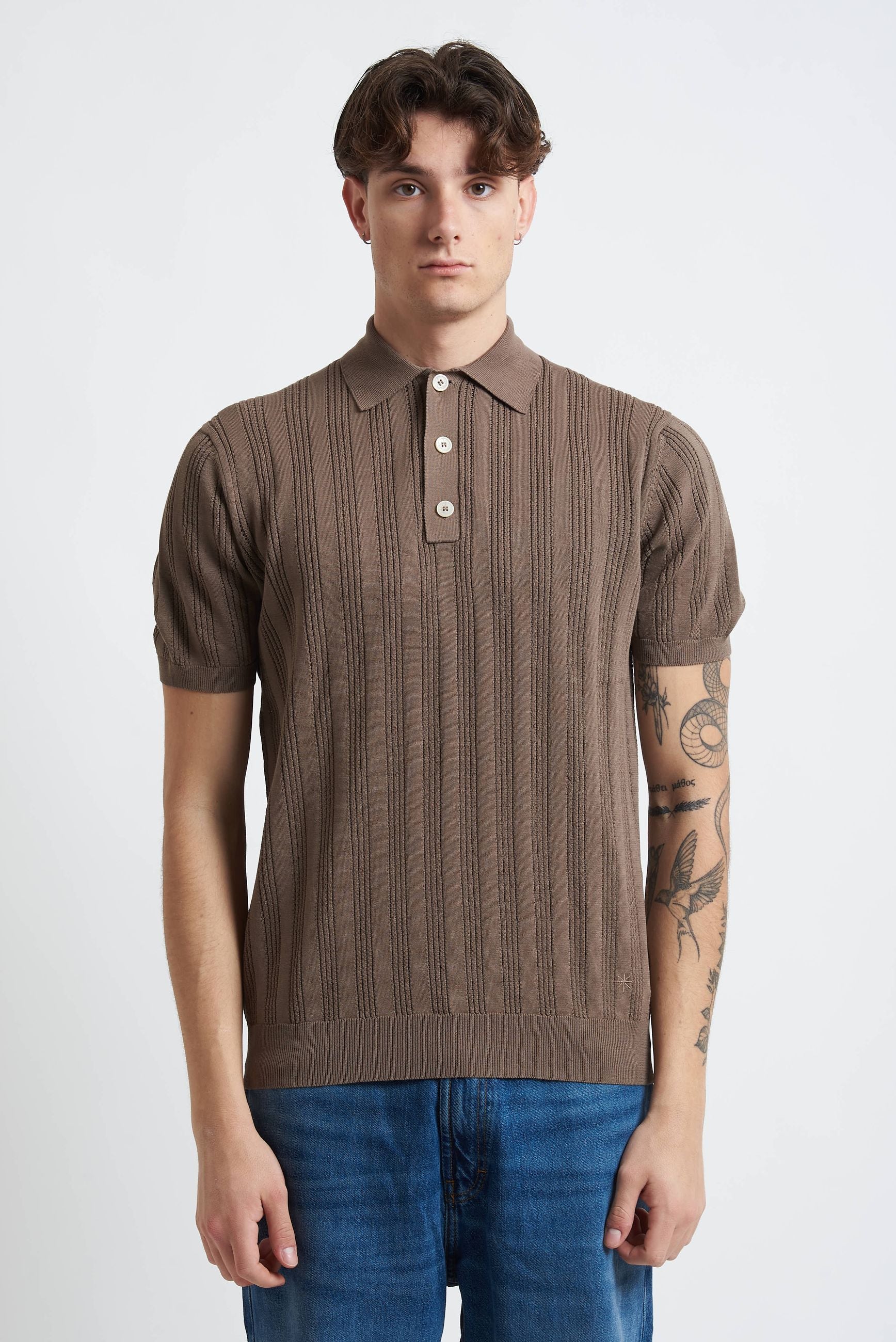 Polo Basic Traforata in Cotone con Bottoni m505