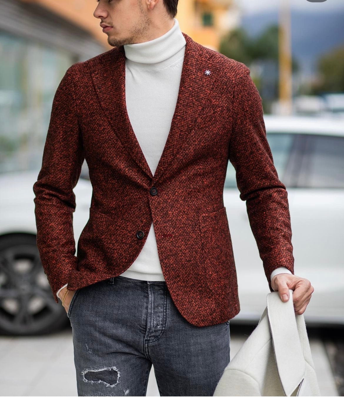 manuel ritz Giacca Uomo Drop Otto Sfoderata in Misto Lana Overcheck g2728m