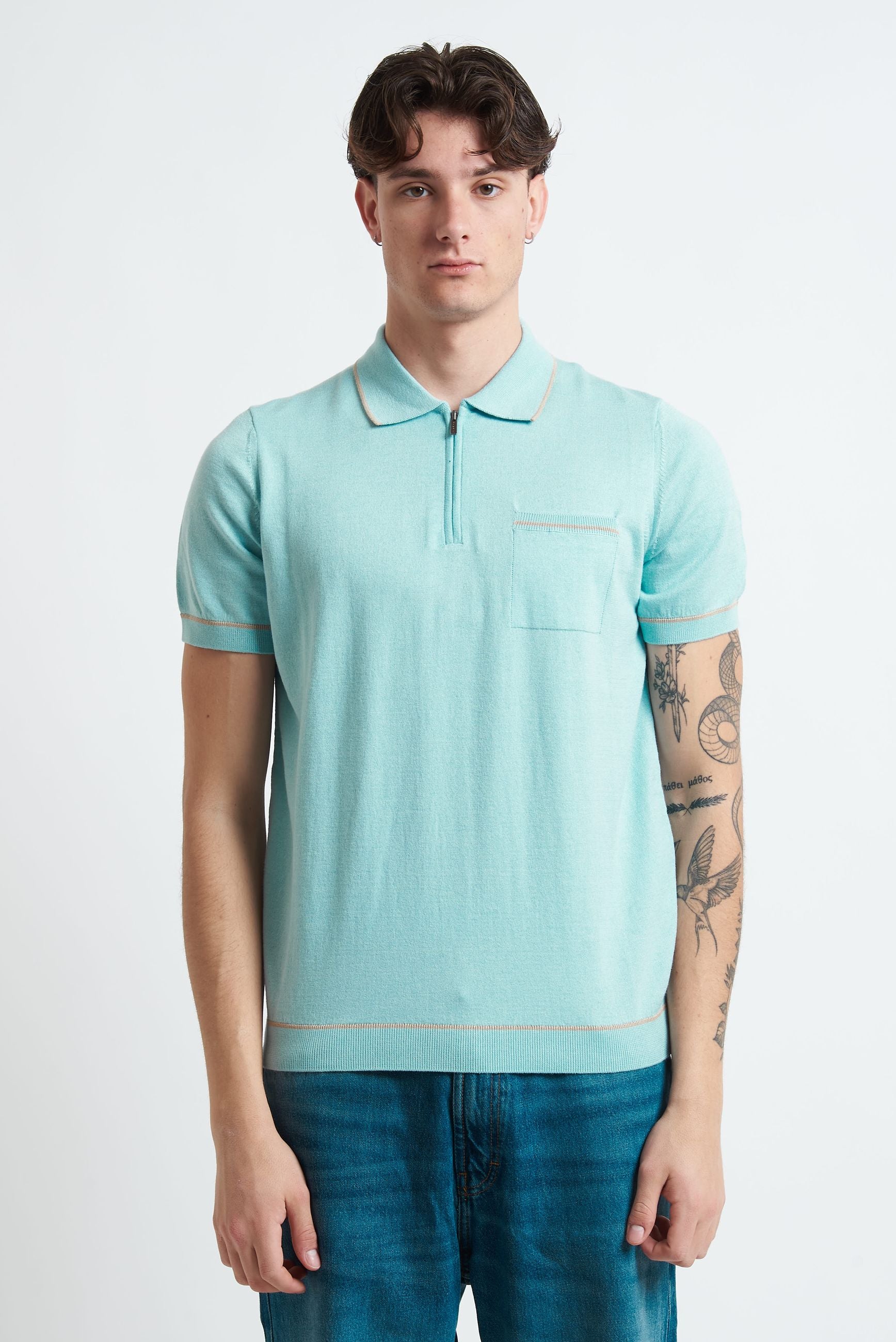 Polo Basic con Taschino e Chiusura Zip 15523e