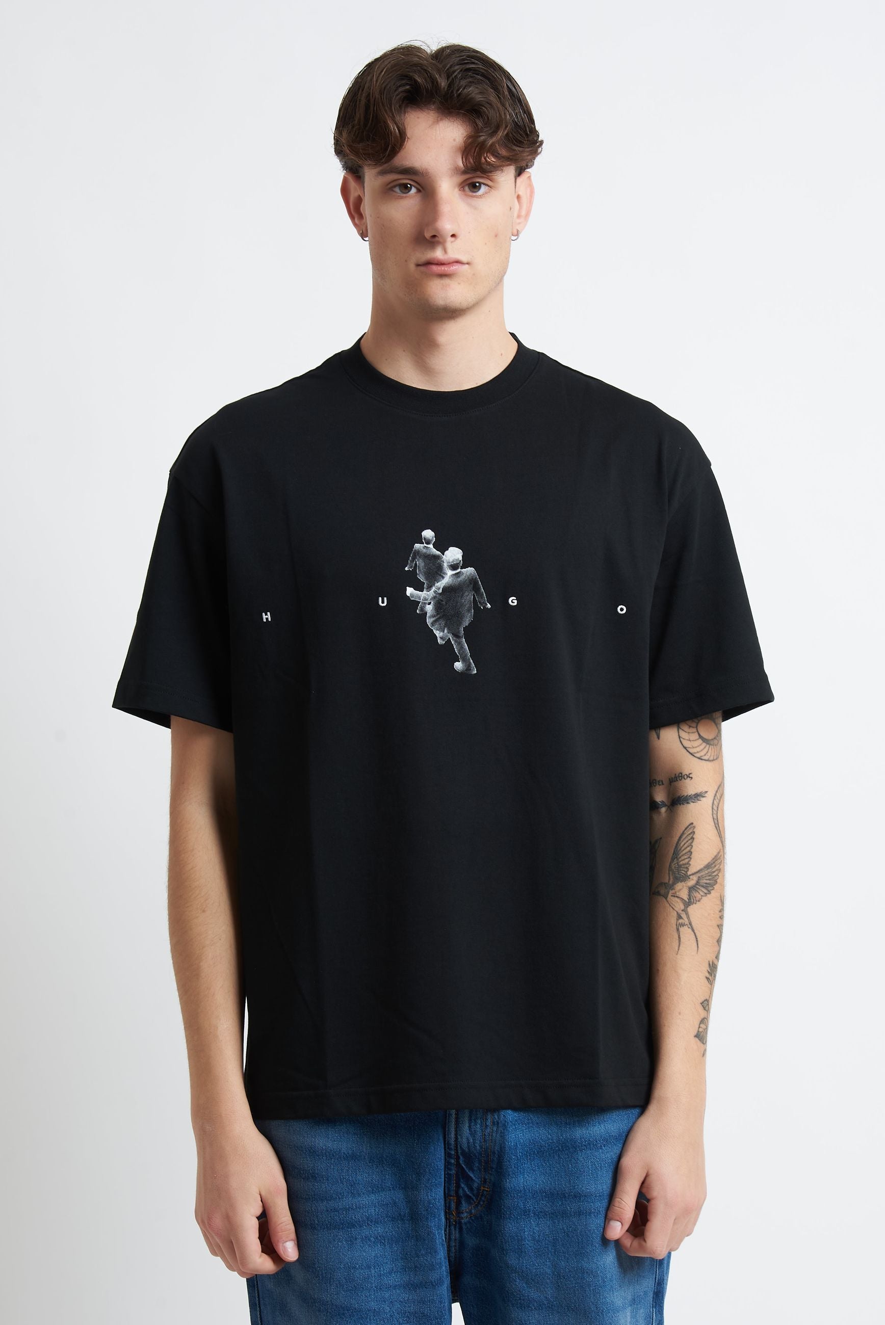T-shirt Basic in Cotone con Stampa Fronte e Retro 3337