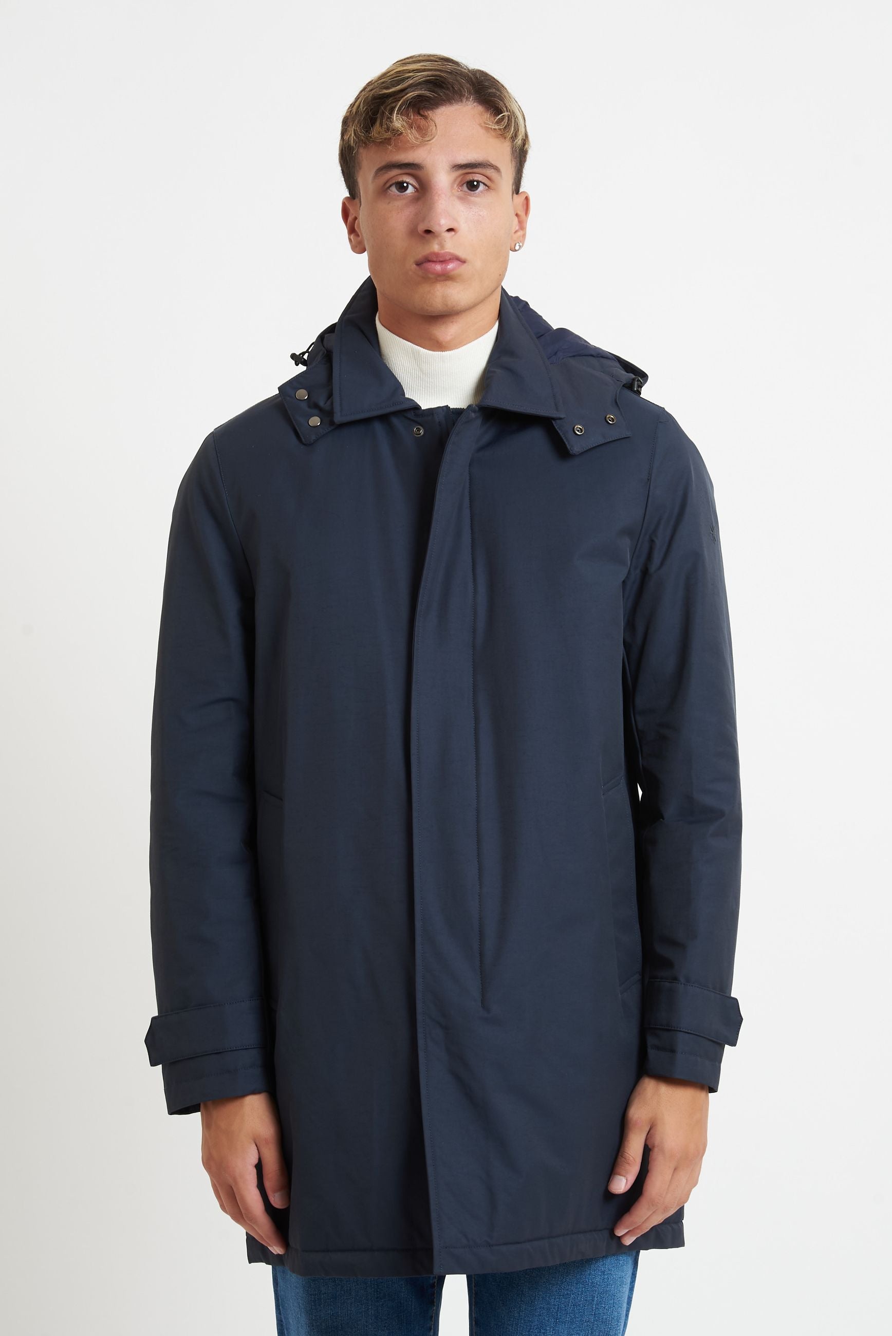 manuel ritz Trench con Cappuccio Imbottito in Microfibra Misto Cotone H8400F