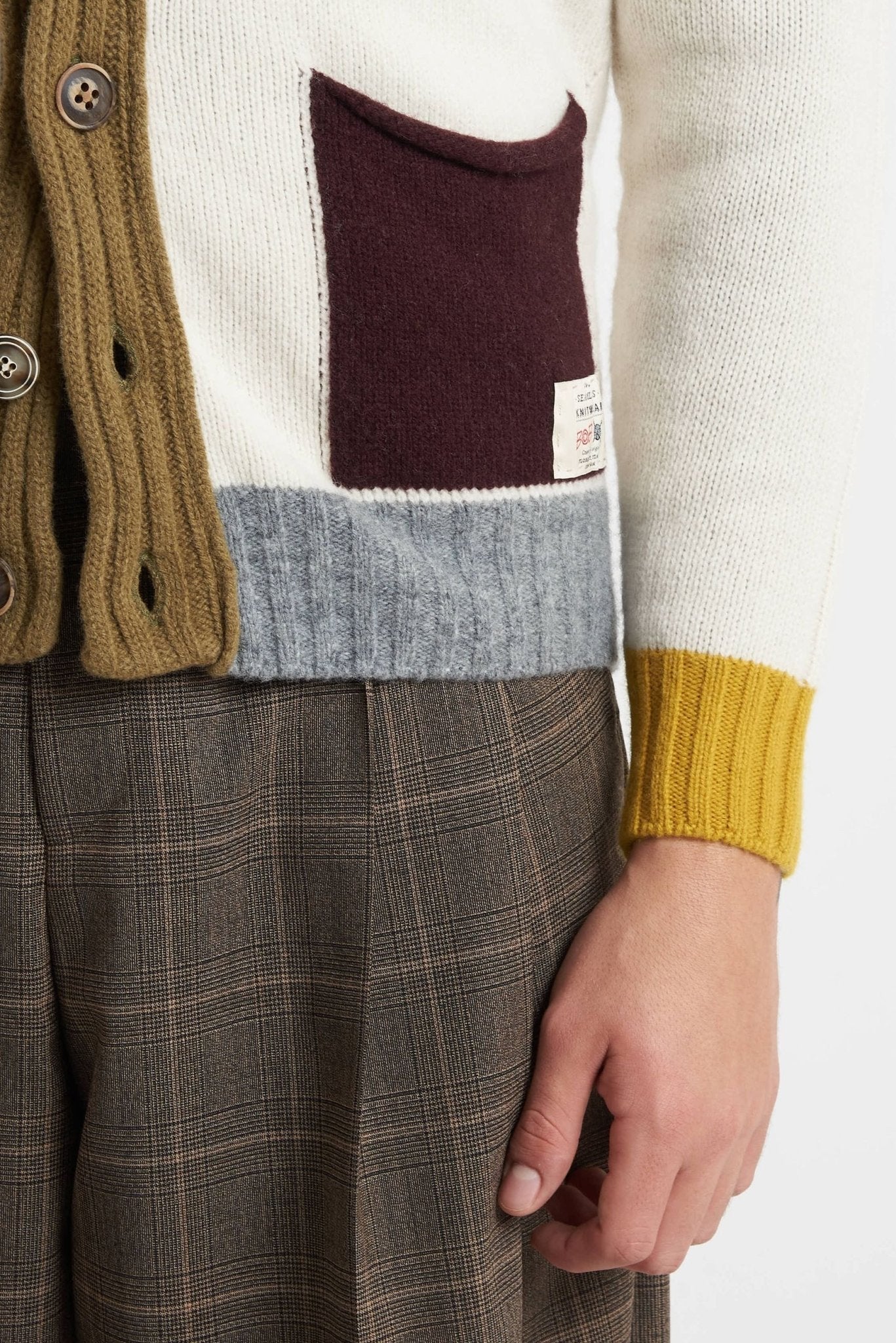 BOB Cardigan in lana con gioco di colori modello cork - De Matteo Uomo