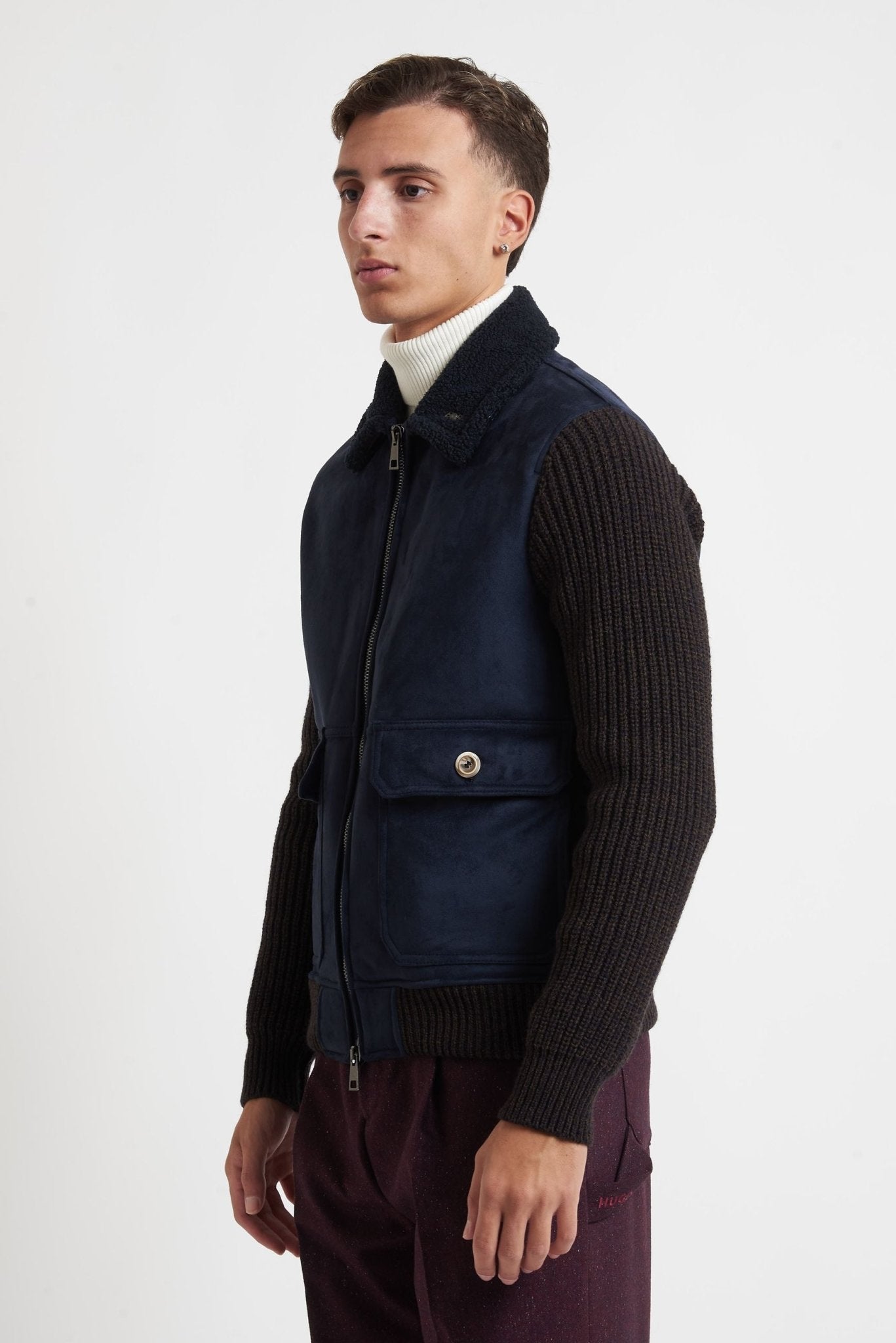 BOB Giubbino scamosciato maniche in maglia MODELLO PAGE133 - De Matteo Uomo