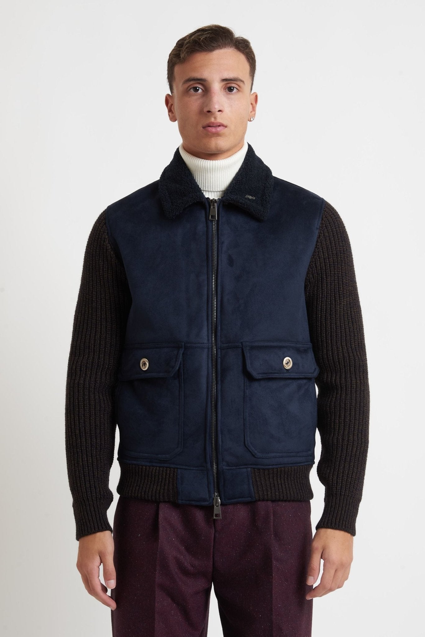 BOB Giubbino scamosciato maniche in maglia MODELLO PAGE133 - De Matteo Uomo