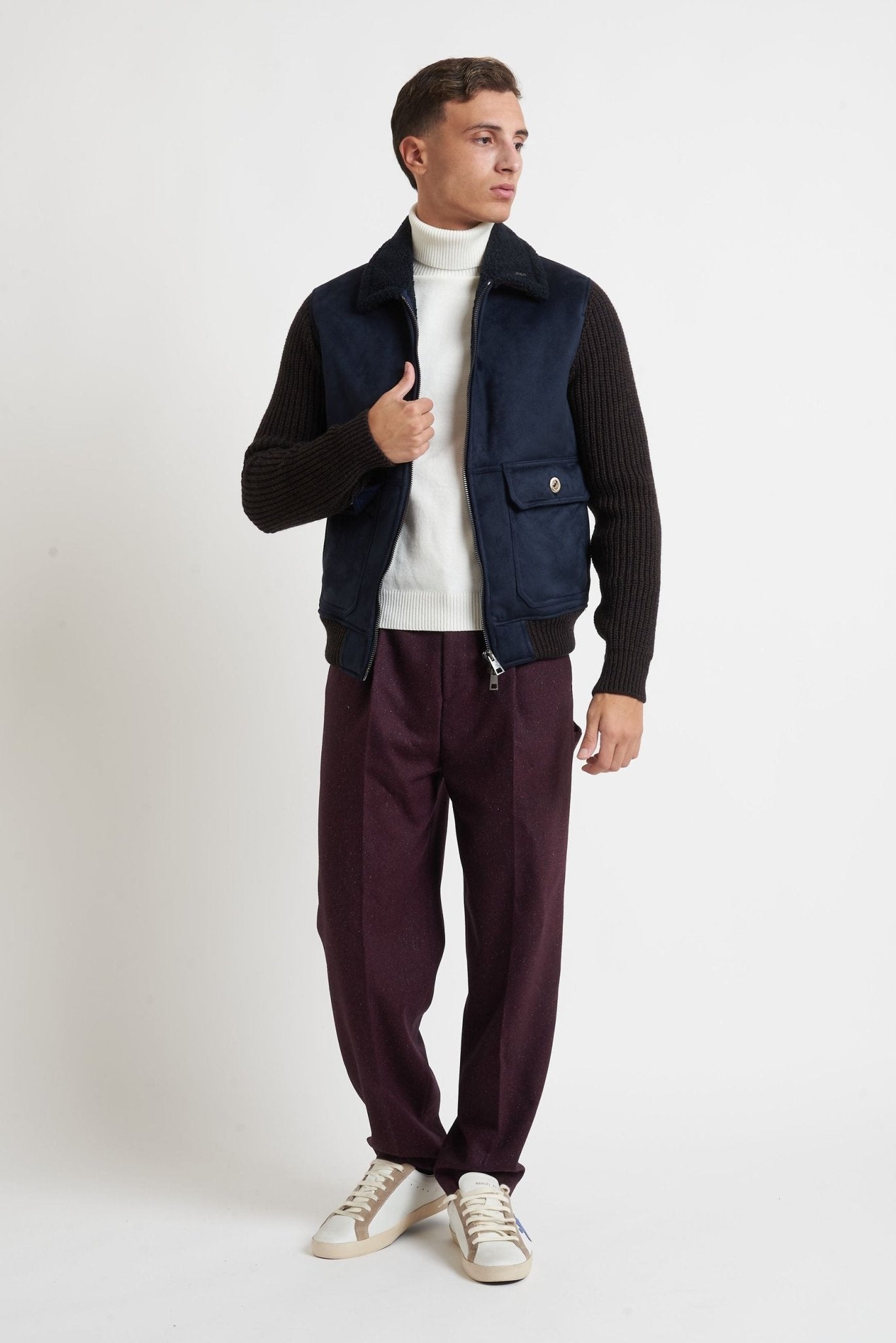 BOB Giubbino scamosciato maniche in maglia MODELLO PAGE133 - De Matteo Uomo