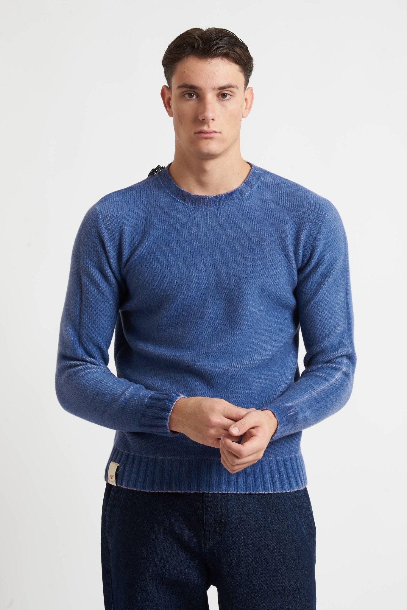 BOB Maglia Uomo 100% Lana Vergine Reversibile jeans/ bordeaux Modello BRADLEY - De Matteo Uomo