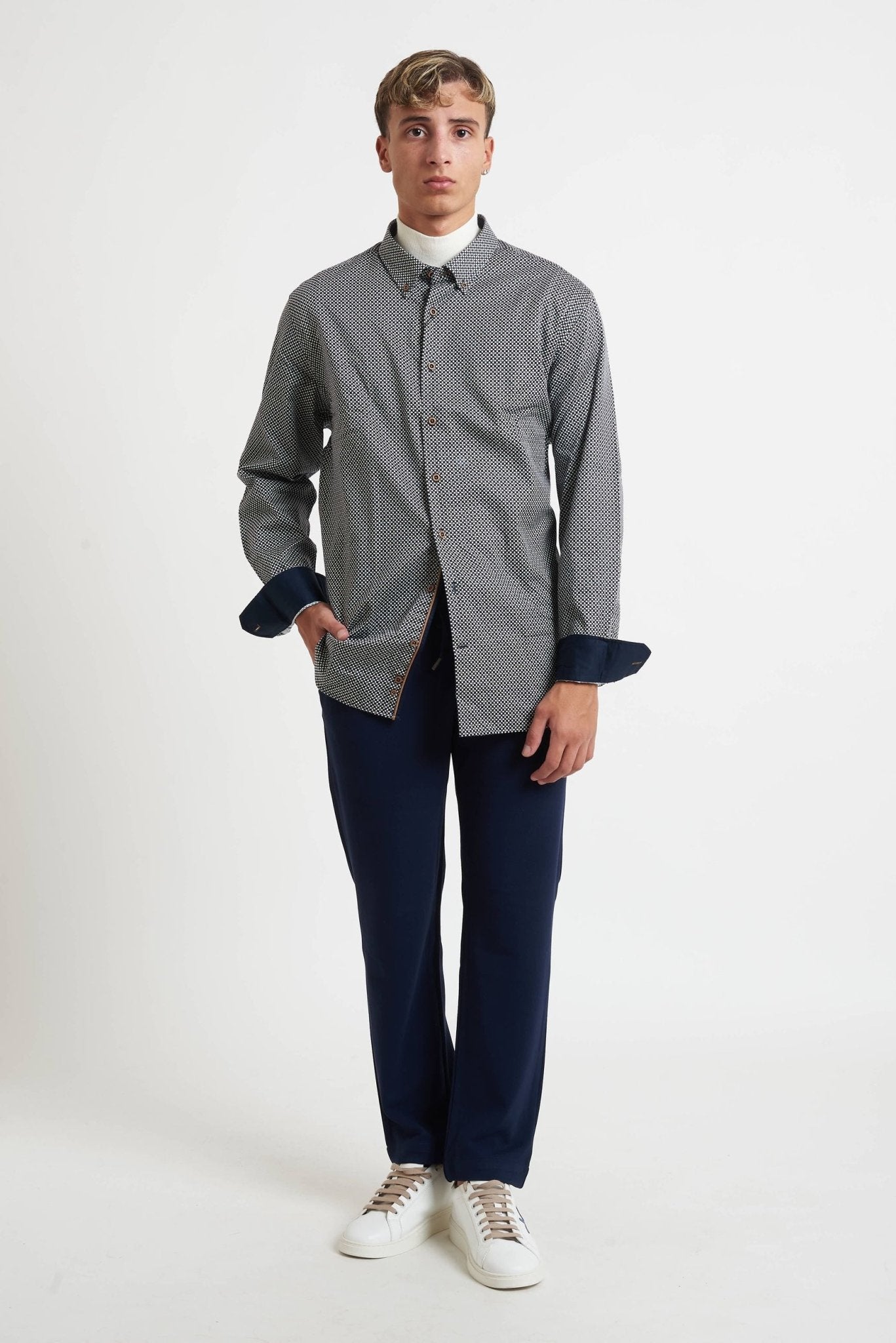bugatti Camicia Uomo a Micro - Fantasia con Collo ButtonDown 48508 - De Matteo Uomo