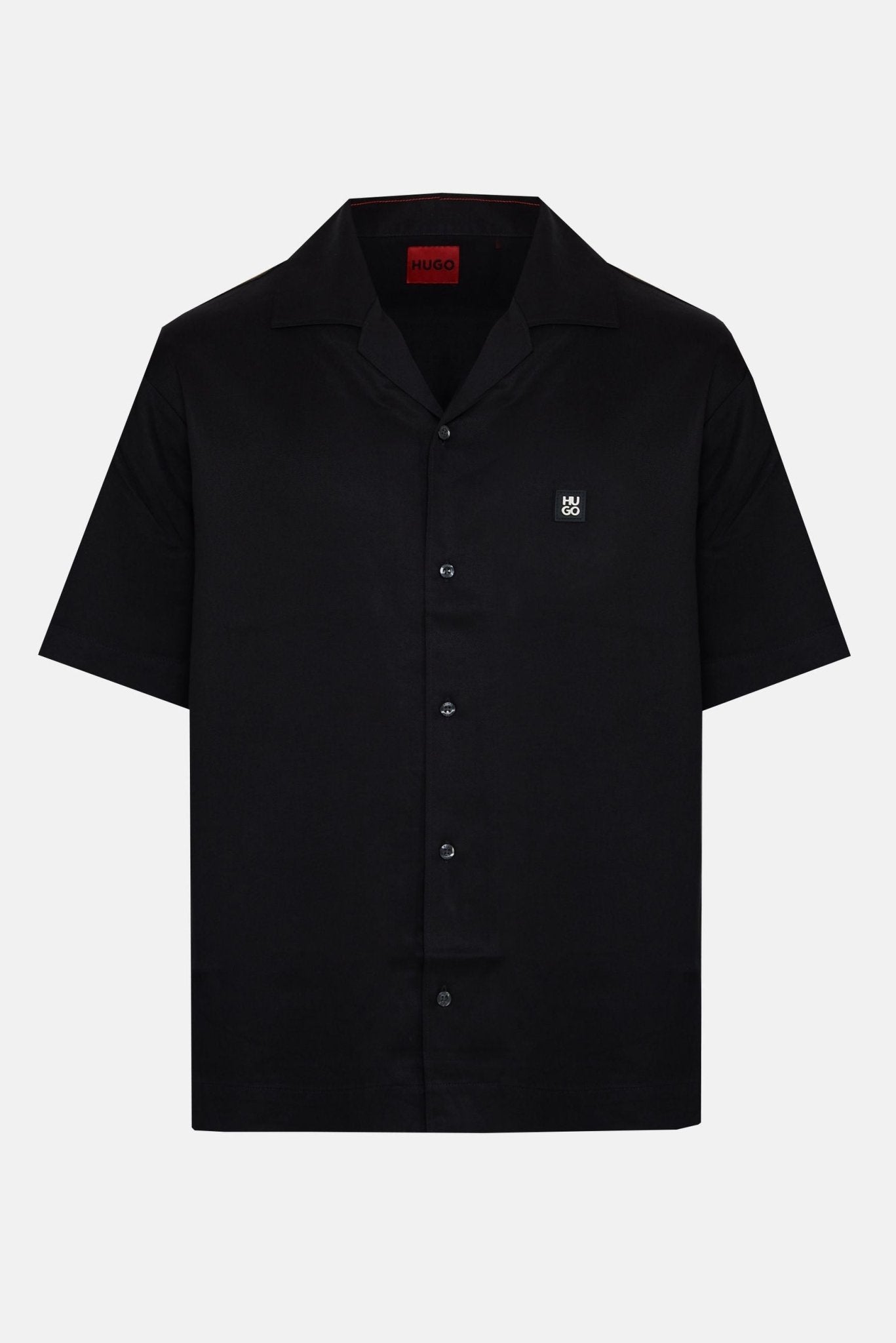 Camicia Basic a Manica Corta con Collo Bowling e Logo sul Petto 0593 - De Matteo Uomo