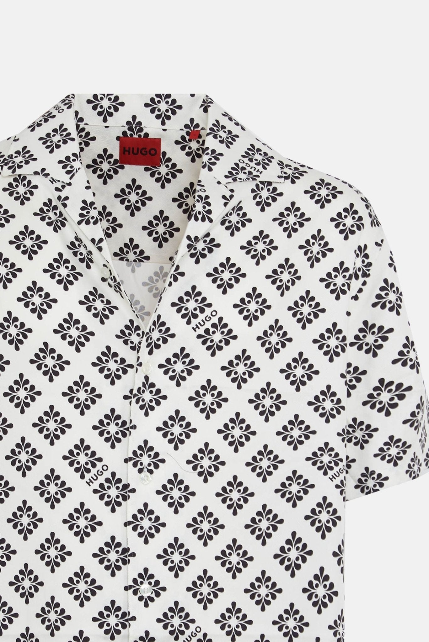 Camicia Mezza Manica con Fantasia e Collo Bowling 0632 - De Matteo Uomo