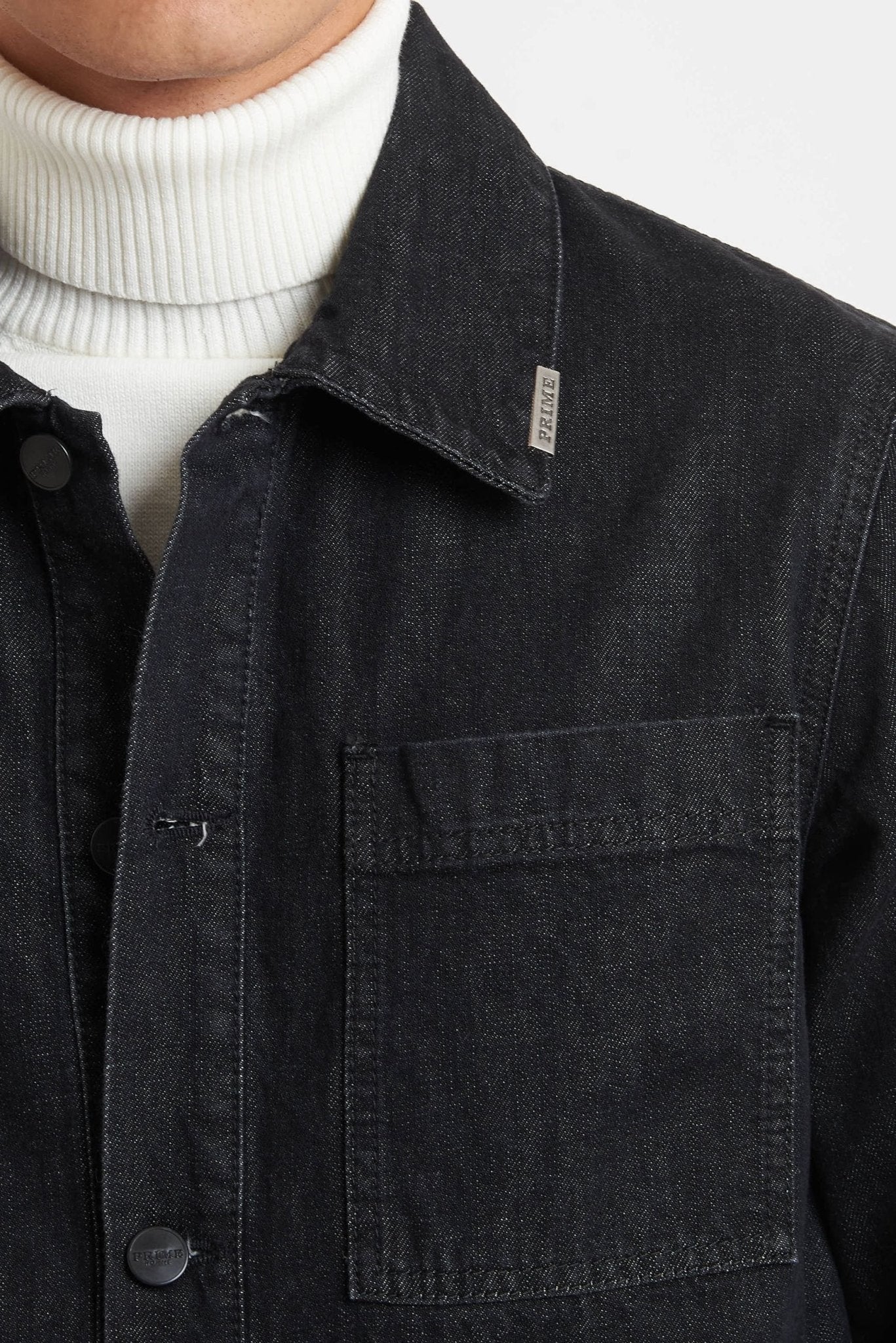 Camicia PRIME HOMME Jeans Nero con Taglio Vivo e Tasconi Frontali - De Matteo Uomo