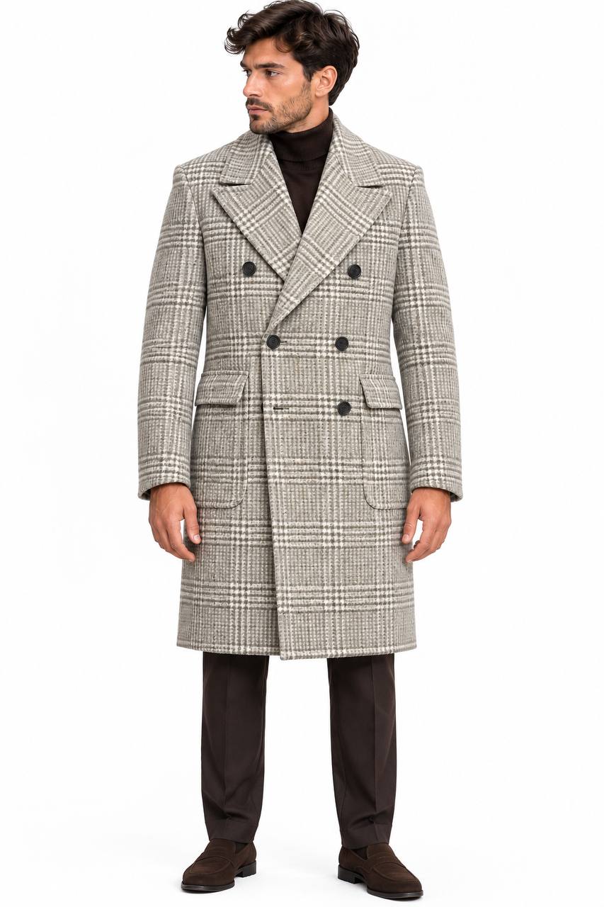 Cappottino Uomo Beige Principe di Galles - De Matteo Uomo