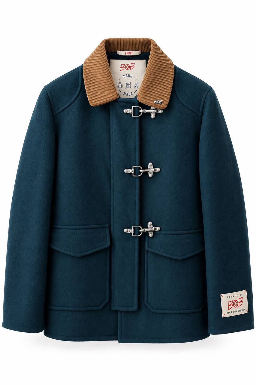 Cappottino Uomo Corto con Alamari e Collo in Velluto - De Matteo Uomo