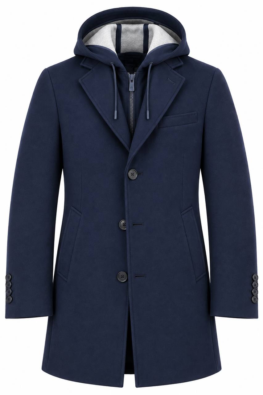 Cappotto Uomo in Jersey con Pettorina e Cappuccio Removibili - De Matteo Uomo