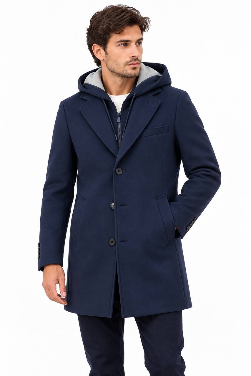 Cappotto Uomo in Jersey con Pettorina e Cappuccio Removibili - De Matteo Uomo