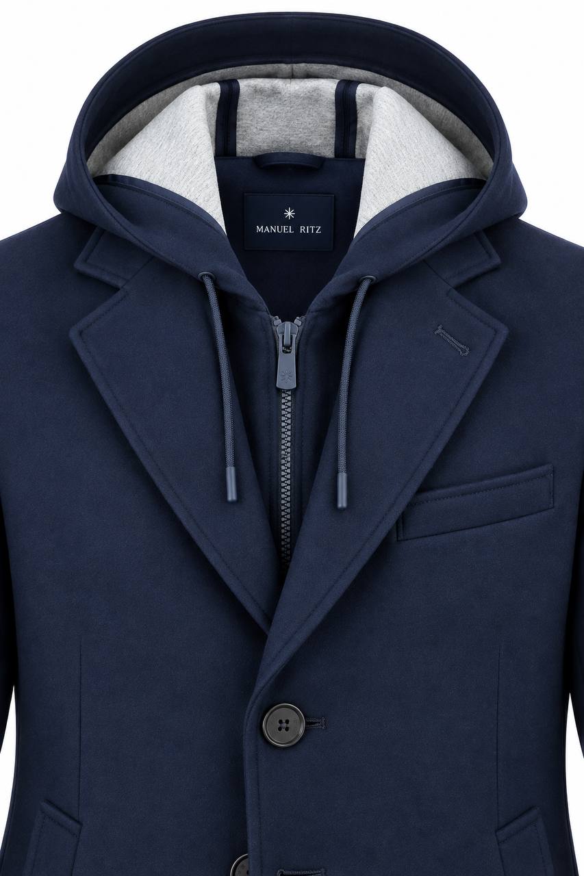 Cappotto Uomo in Jersey con Pettorina e Cappuccio Removibili - De Matteo Uomo